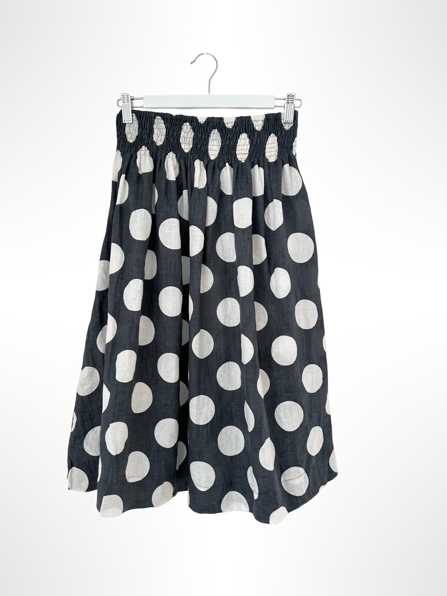lola skirt - big charcoal spot linen Apparel