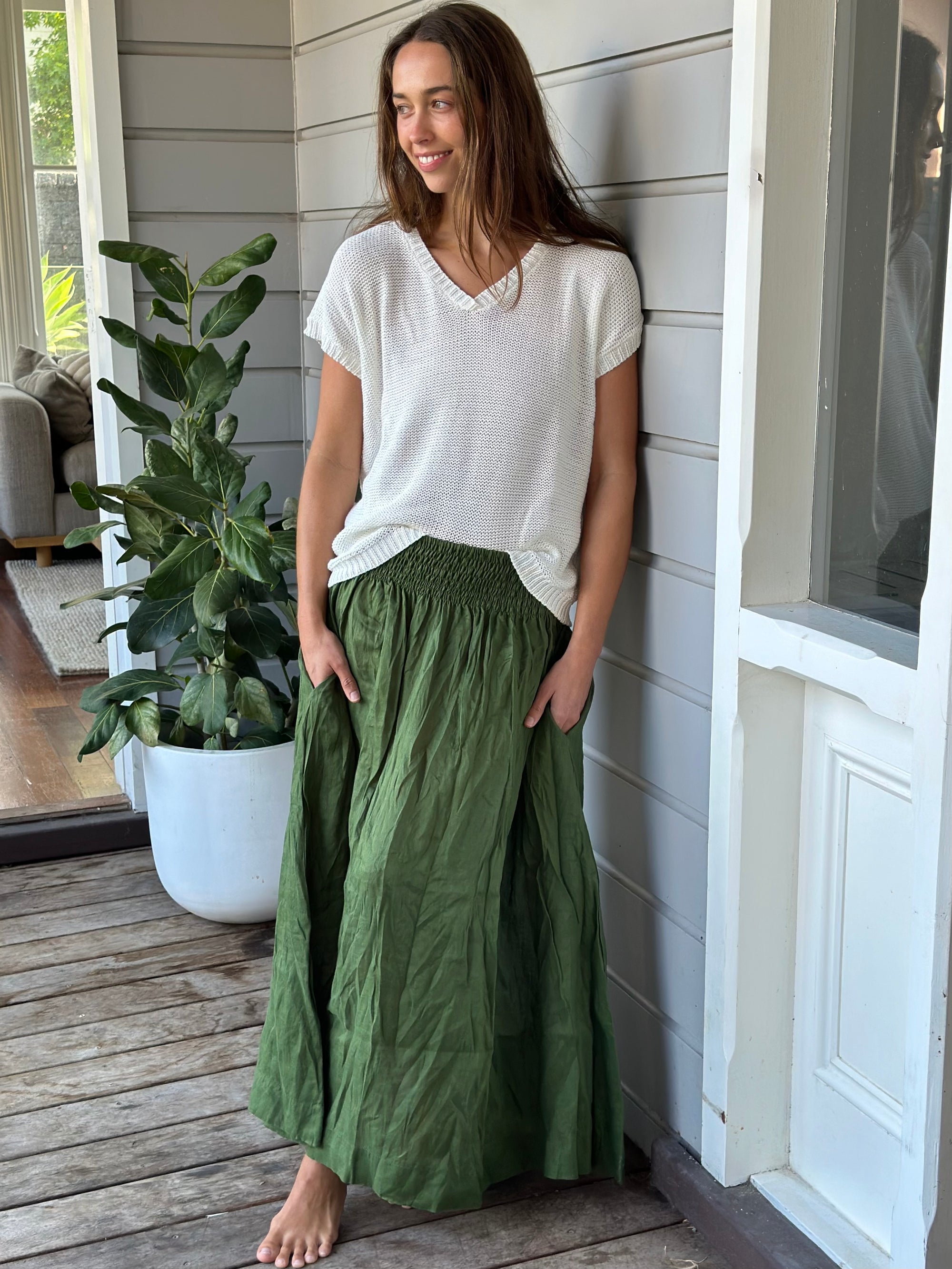 lulu skirt - moss linen Apparel