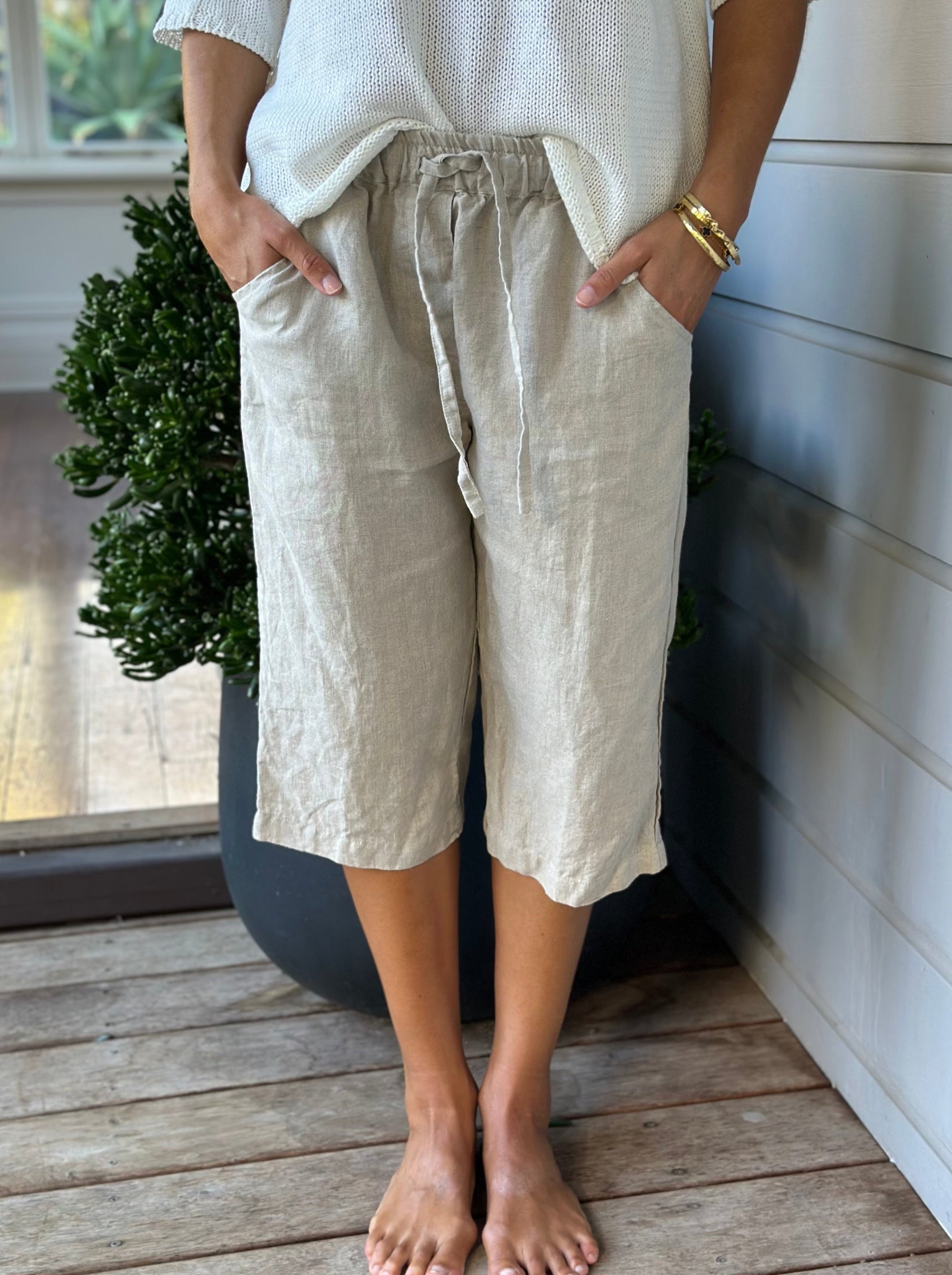 billy short-natural linen Apparel