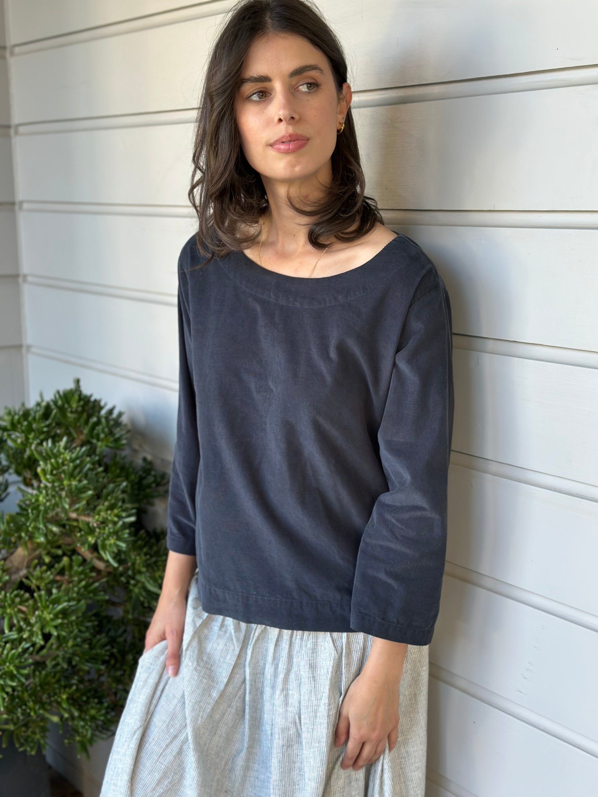 anya top - charcoal cord Apparel