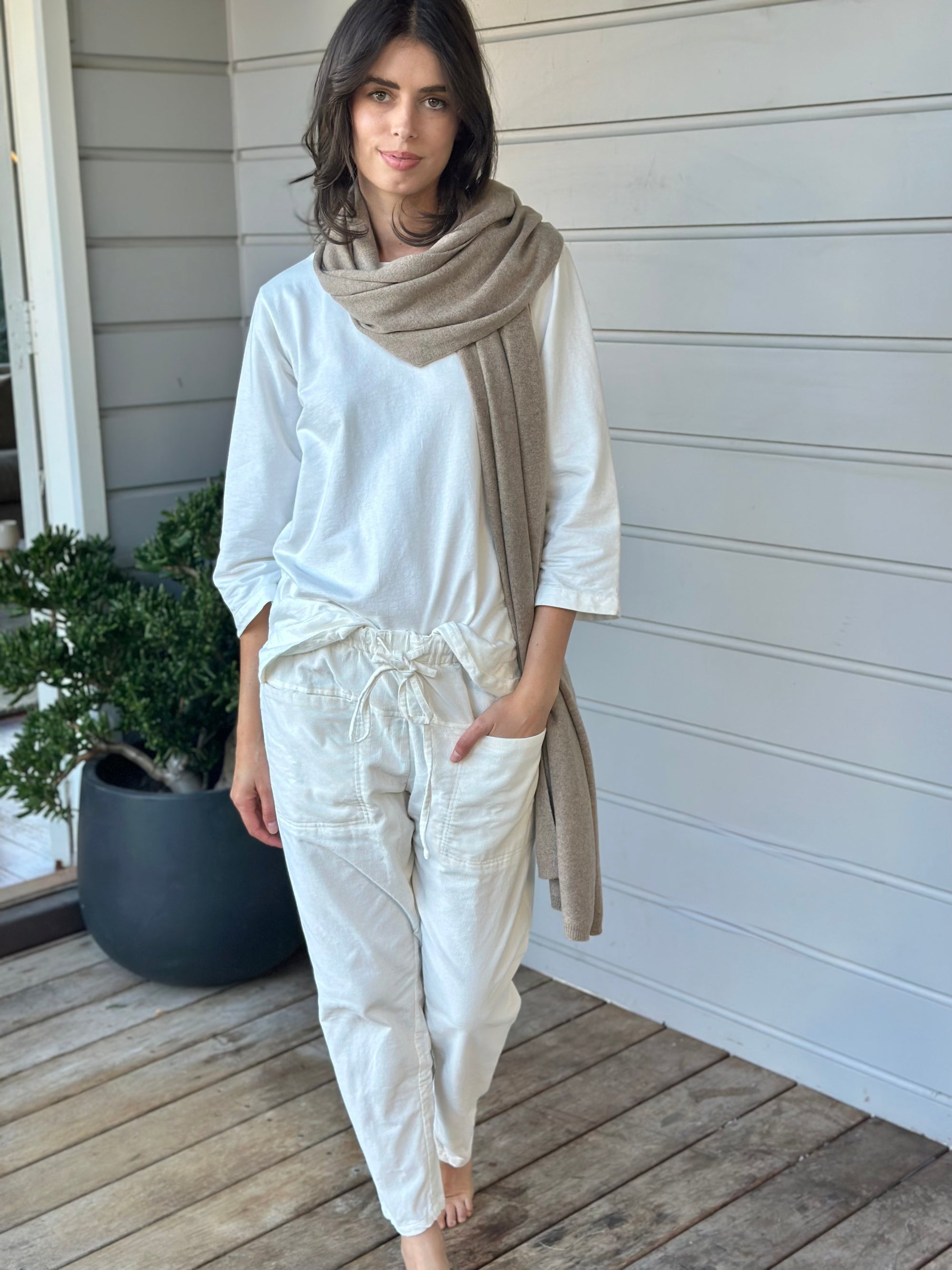 large cashmere scarf-oat almond Apparel