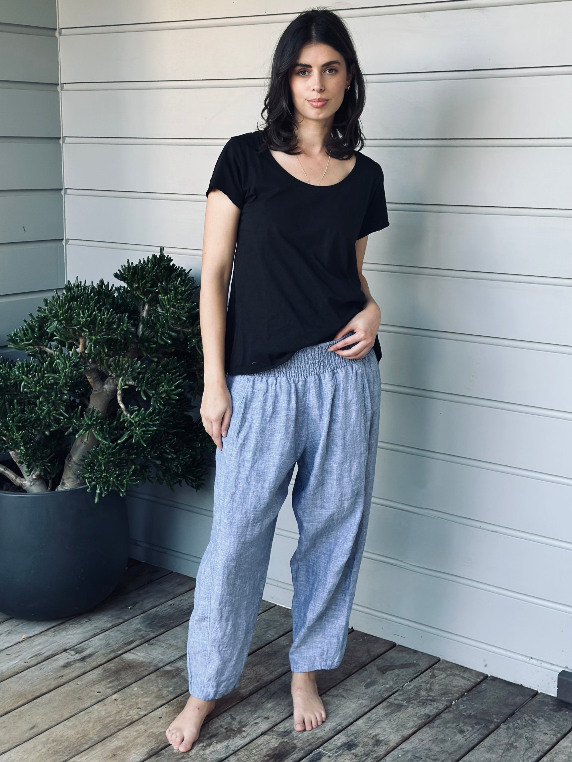 frankie pants - denim chambray linen Apparel