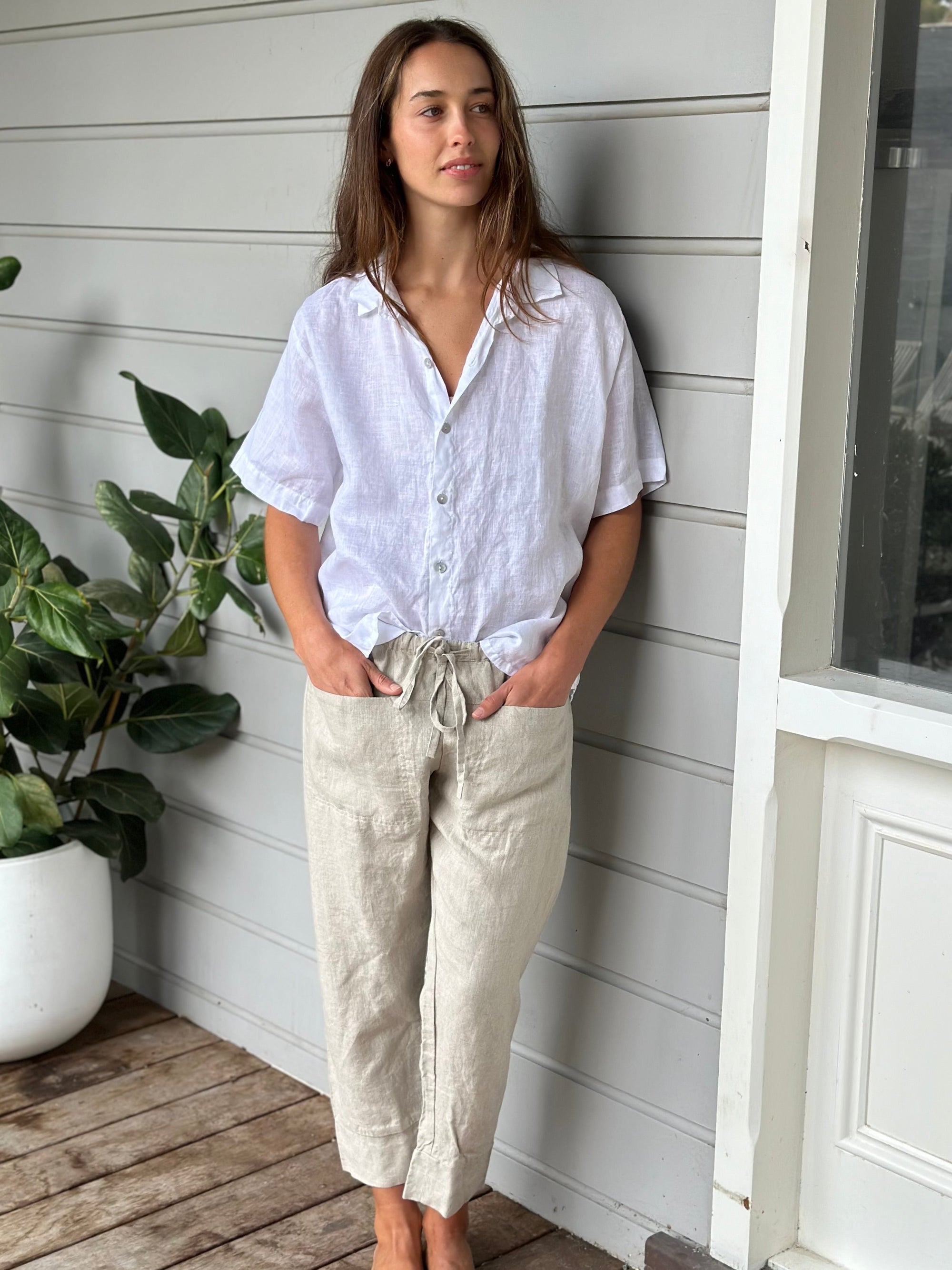 darcy pants - natural linen General