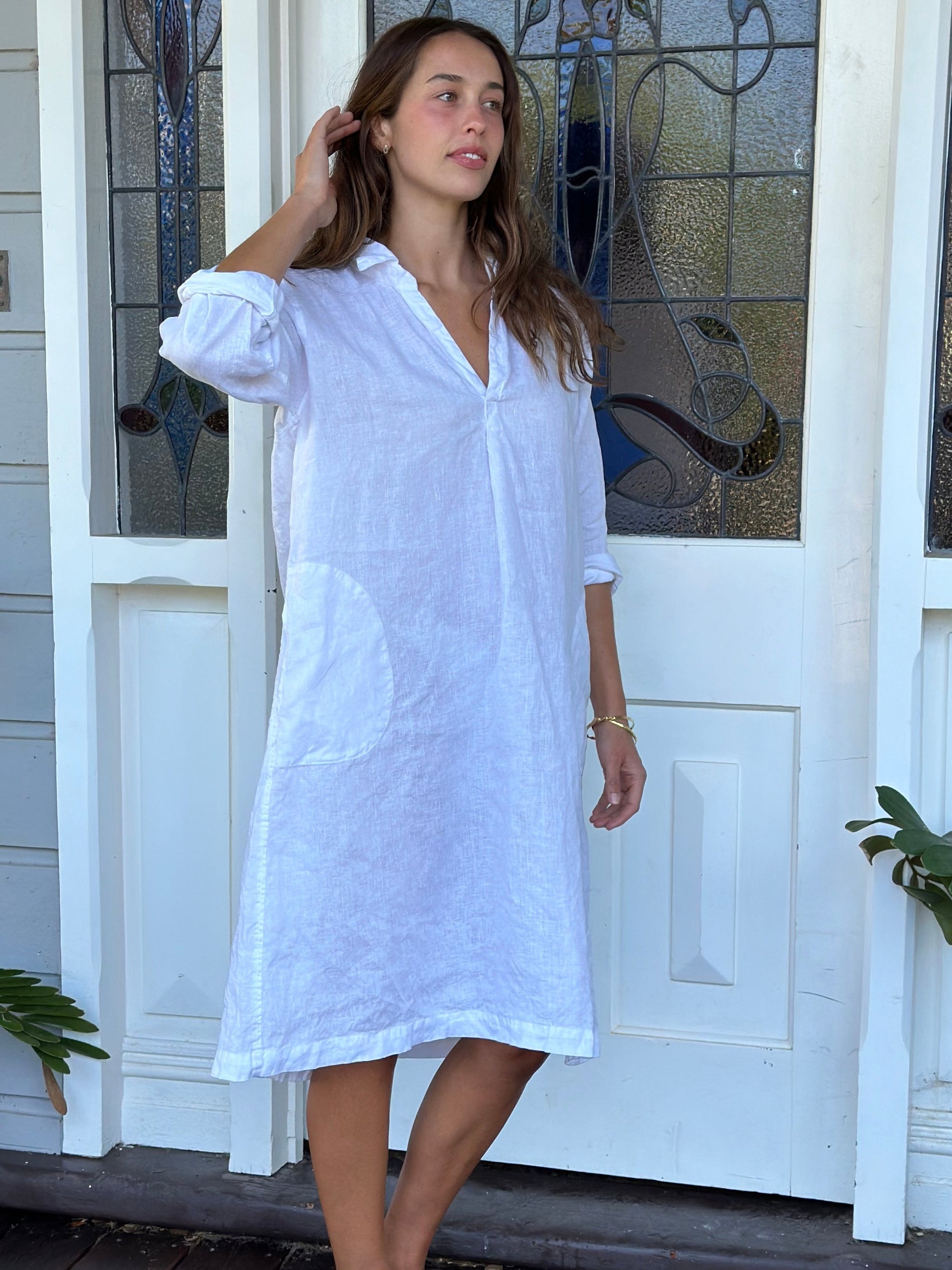 bianca dress - white linen Apparel