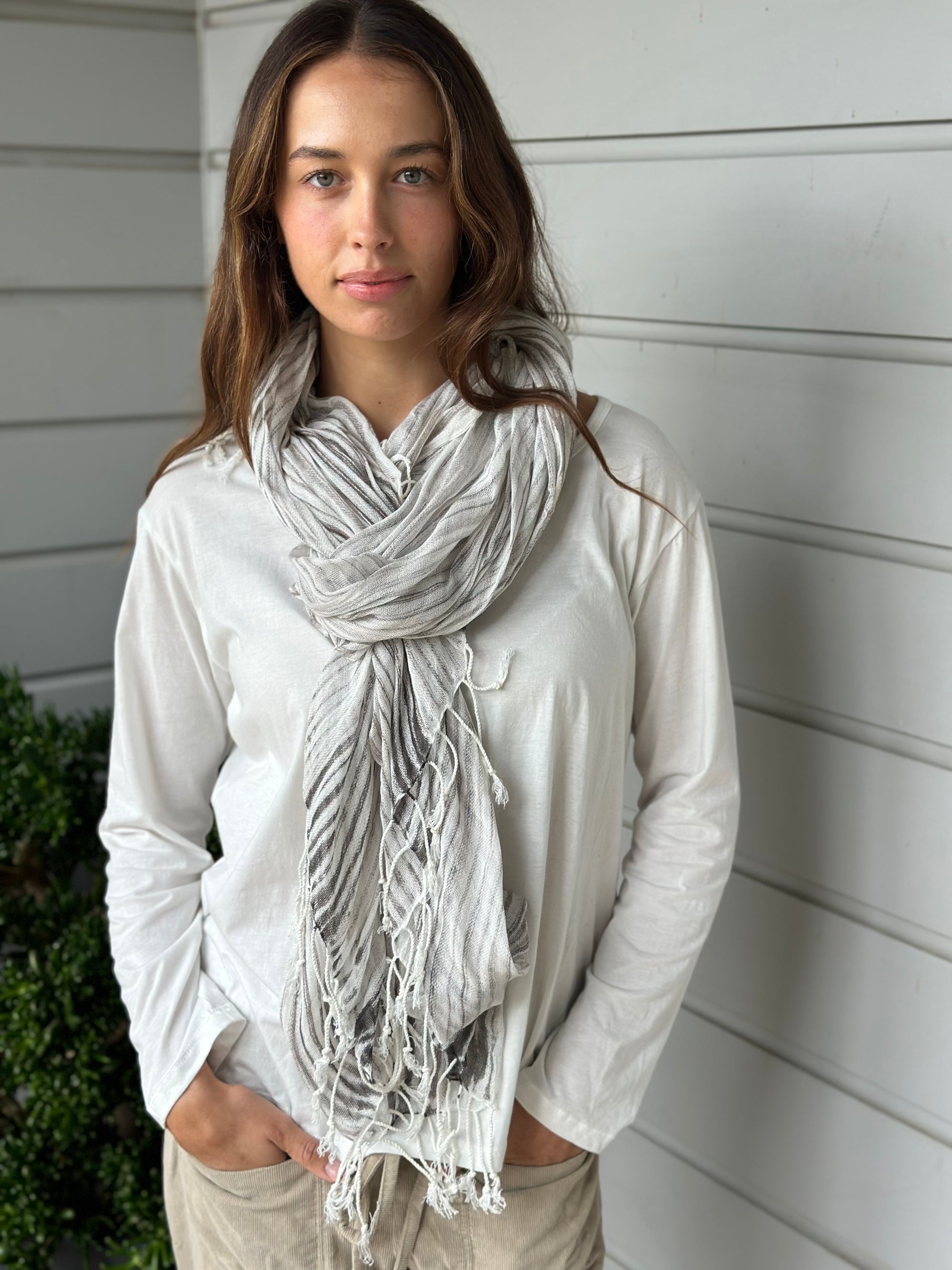 soft neck scarf-soft grey tie dye Apparel