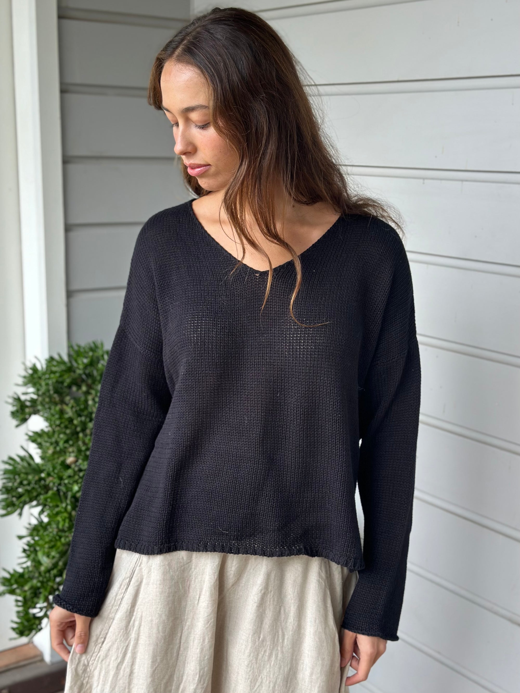 jamie cotton knit - black Apparel