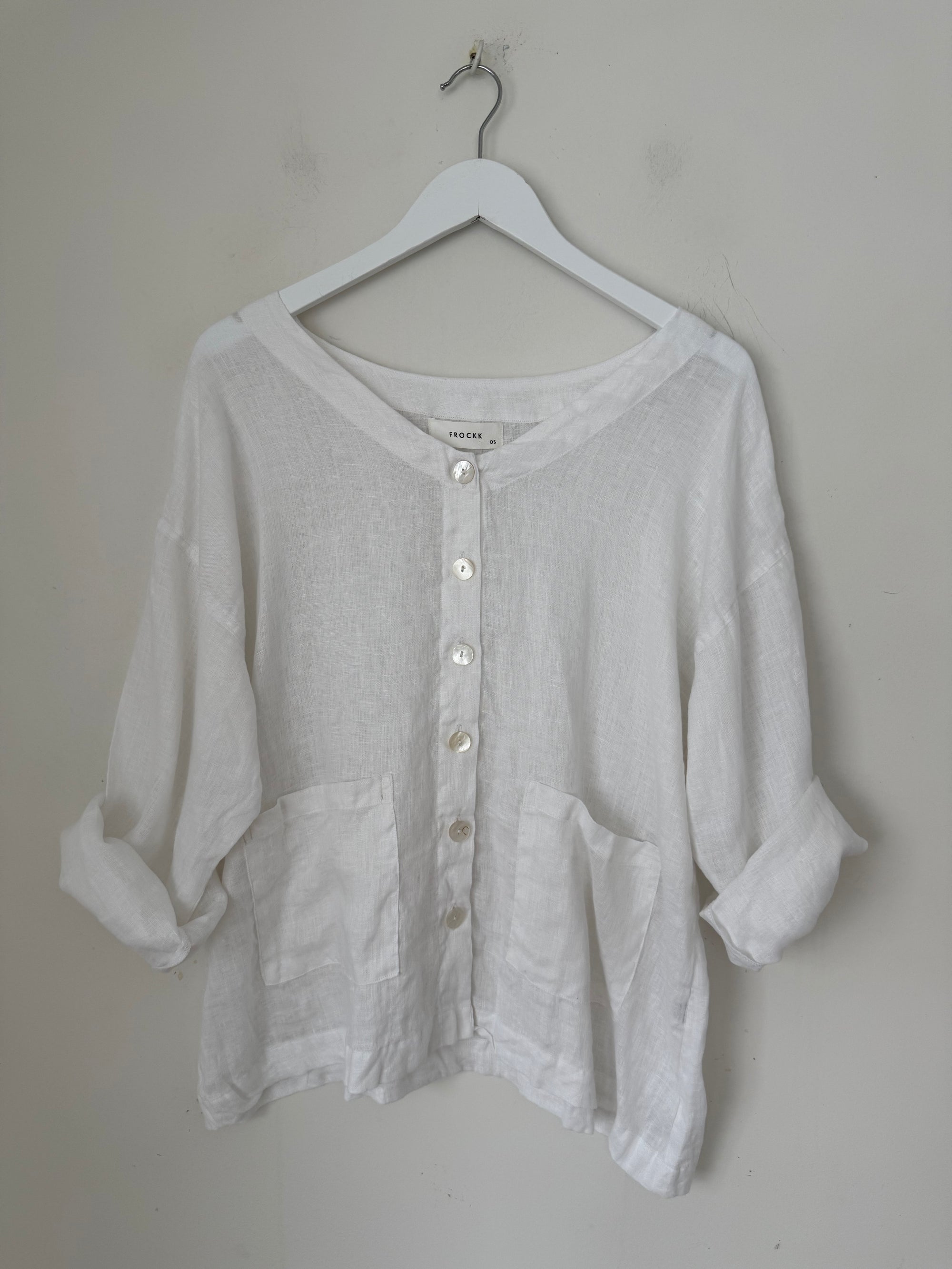jamie jacket - white linen gauze Apparel