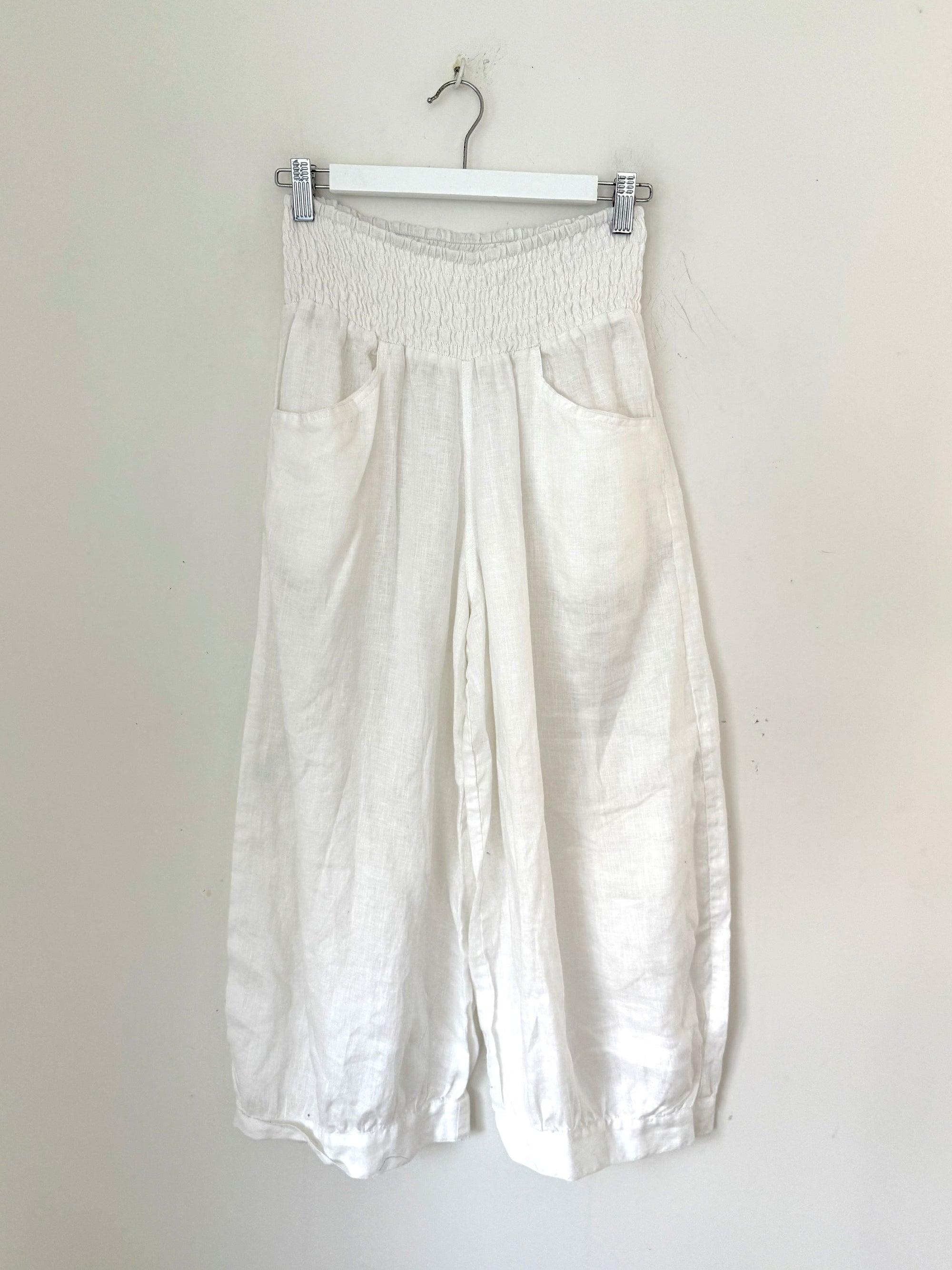 jackie pant-white linen Apparel