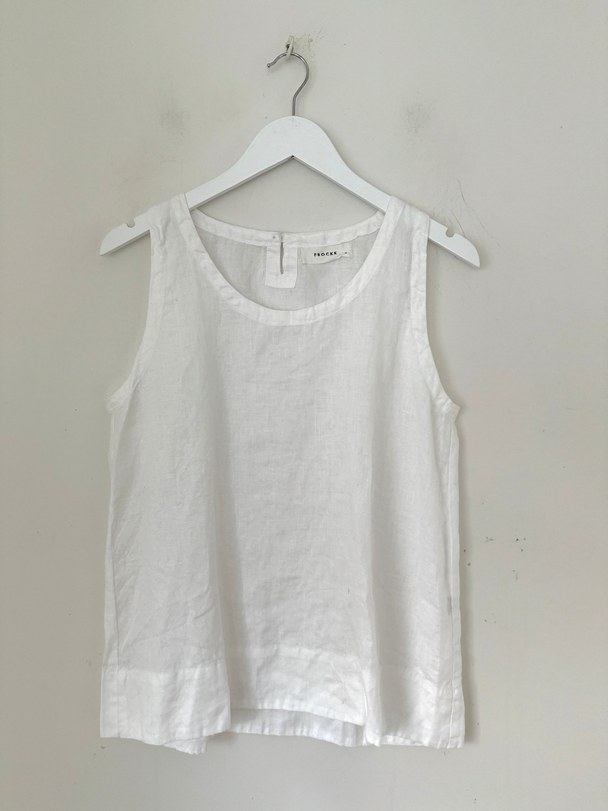 alice tank-white linen Apparel