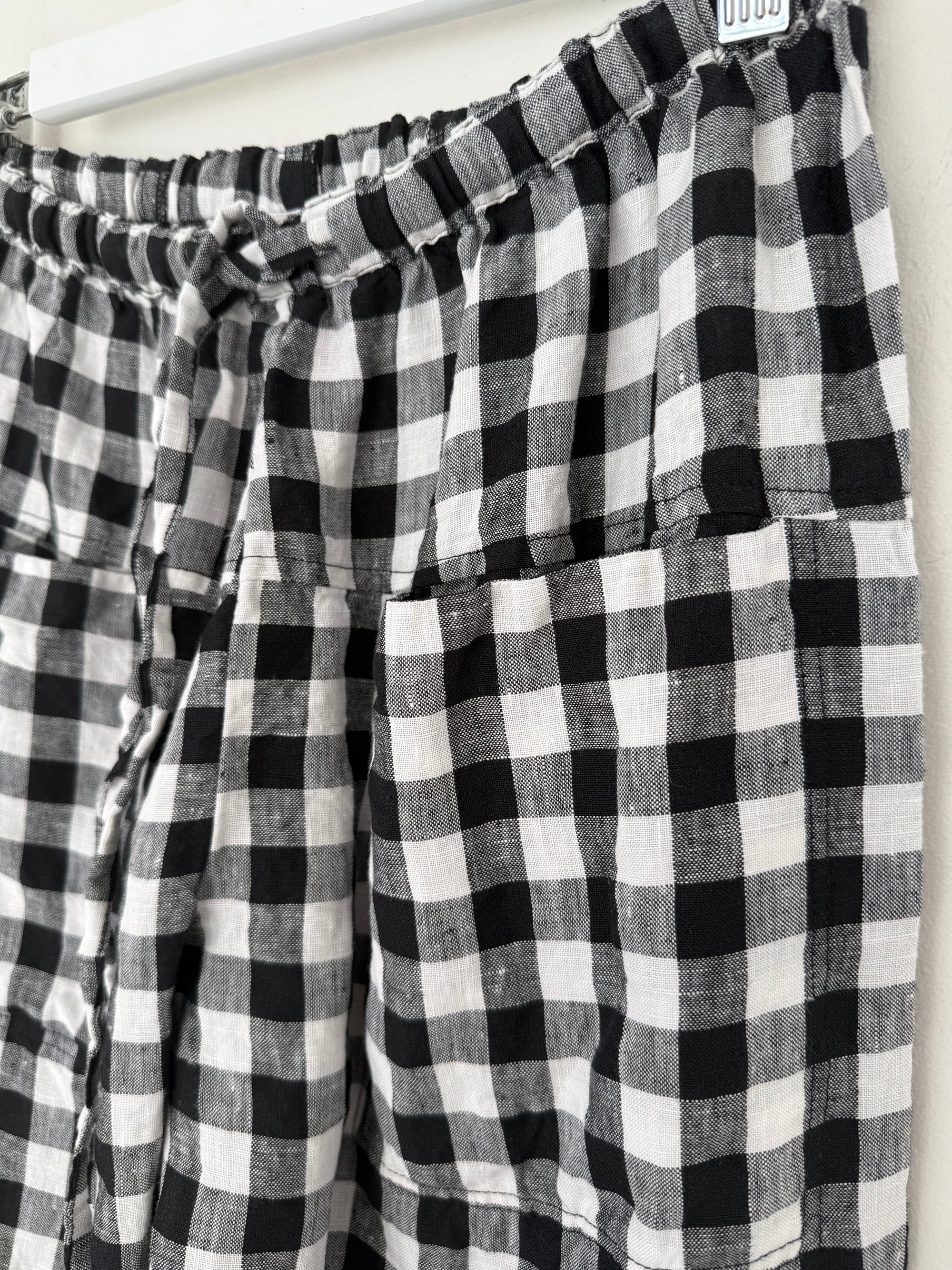 darcy pants - black /white gingham check linen Apparel