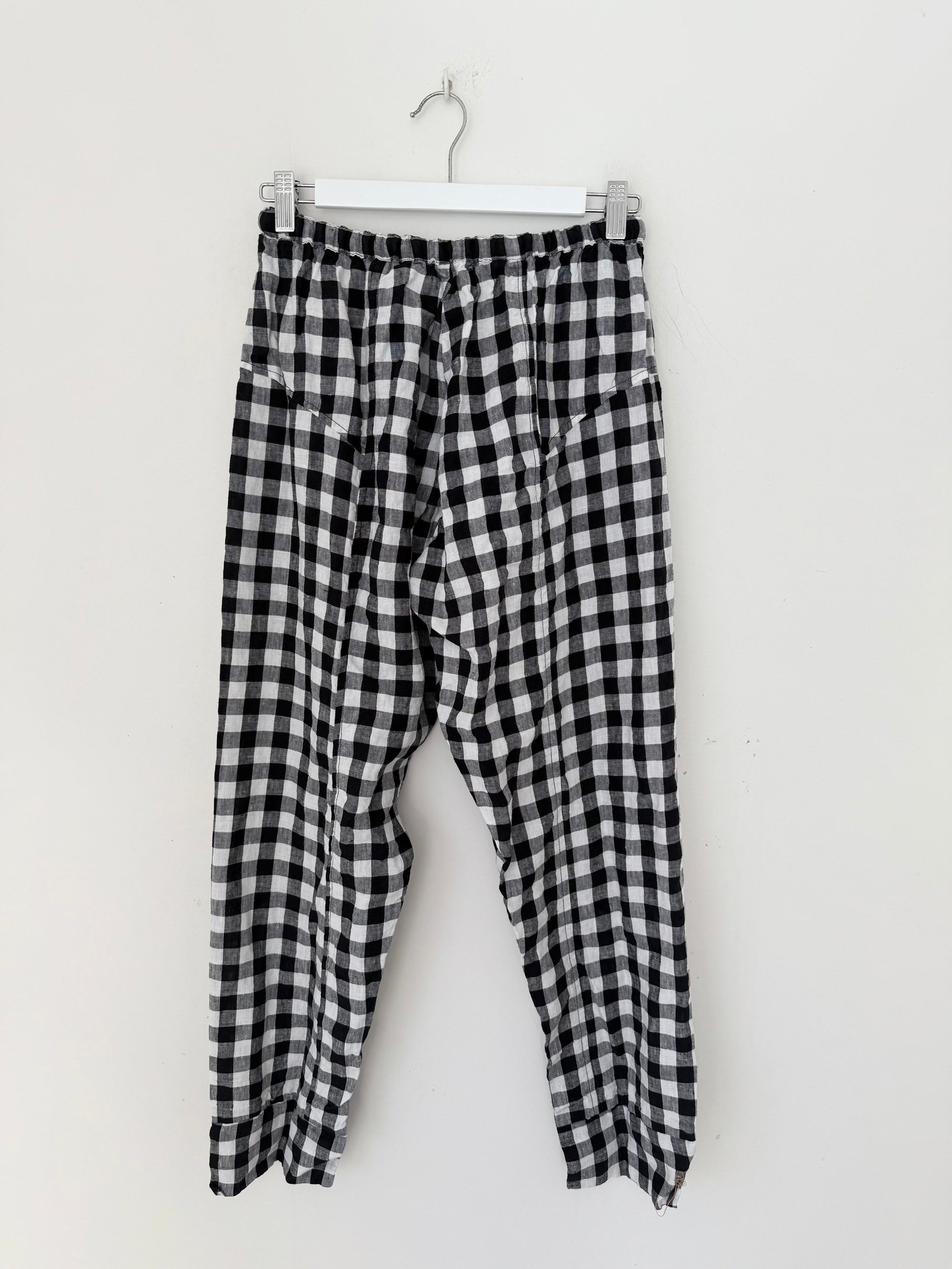 darcy pants - black /white gingham check linen Apparel