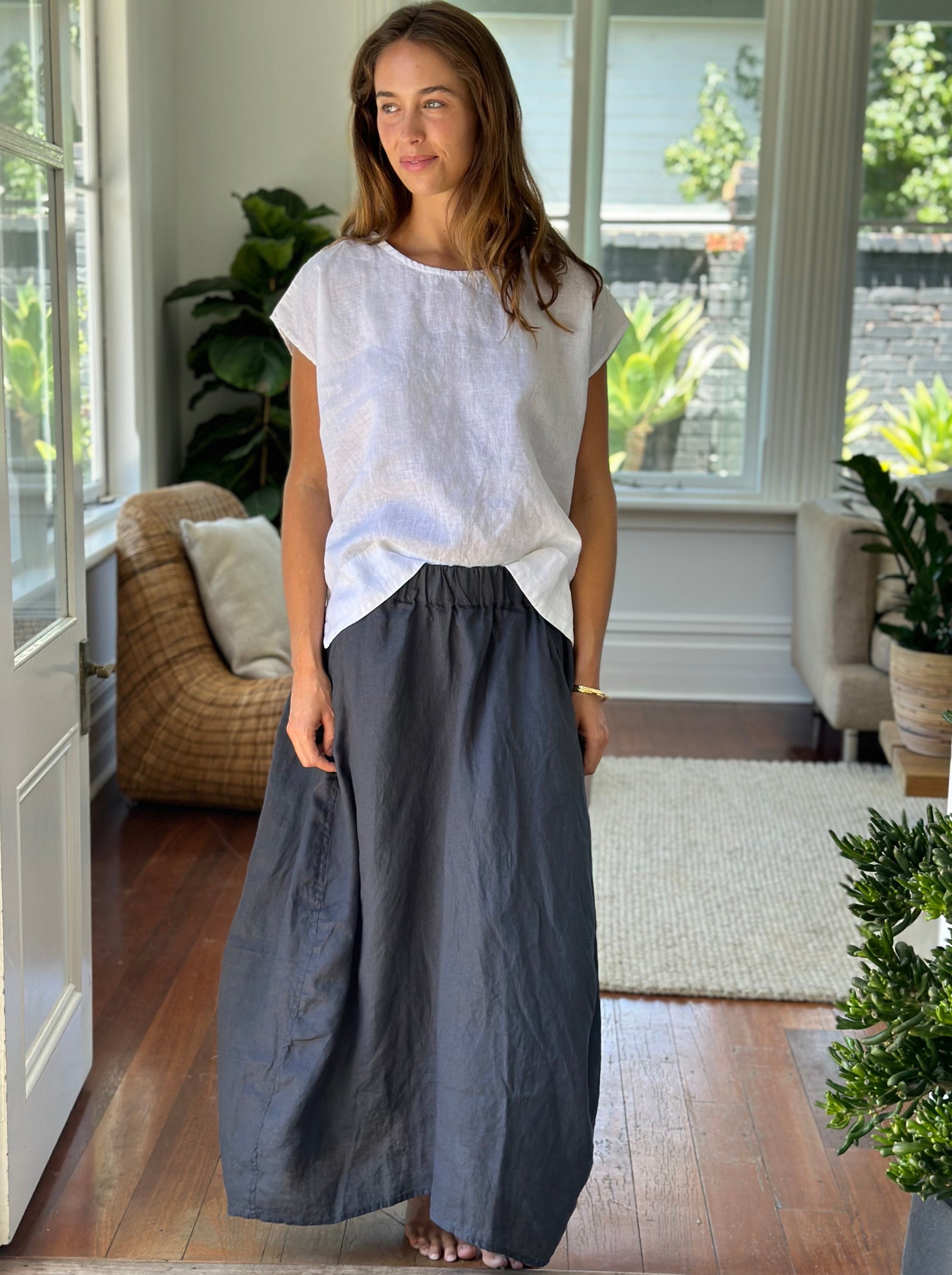 lana skirt - charcoal linen Apparel