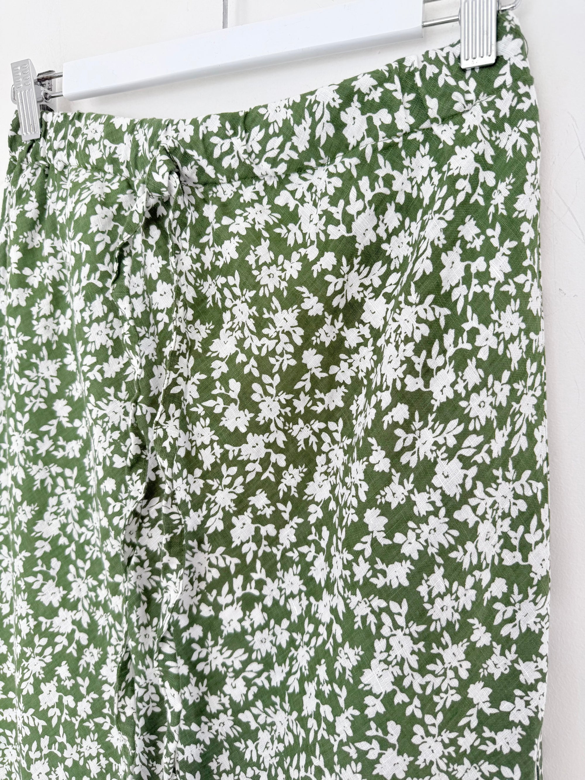 anthea skirt - moss floral linen Apparel