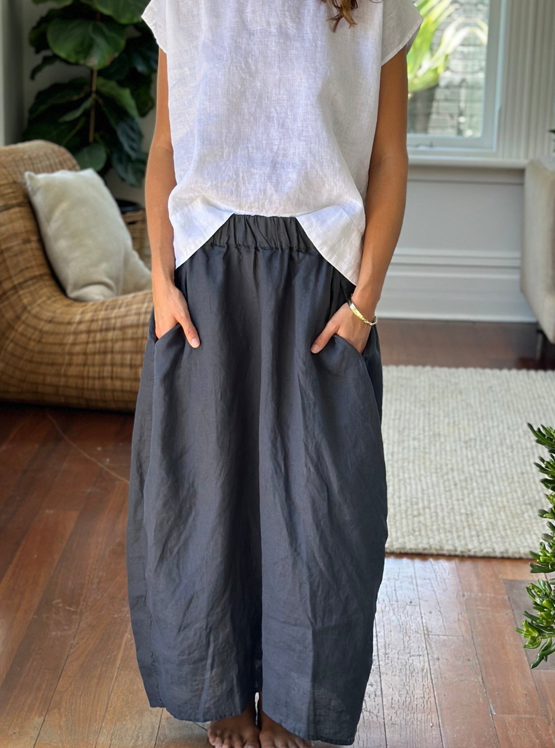 lana skirt - charcoal linen Apparel