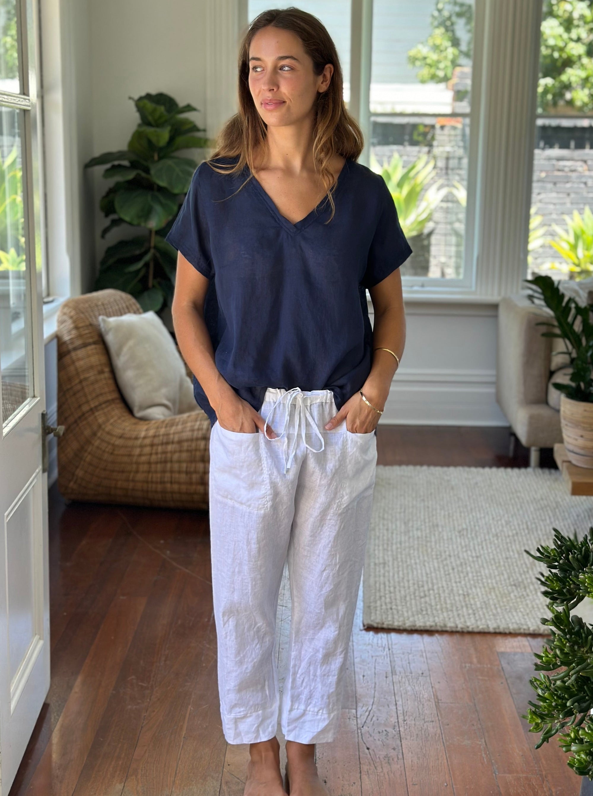 darcy pant - white linen Apparel