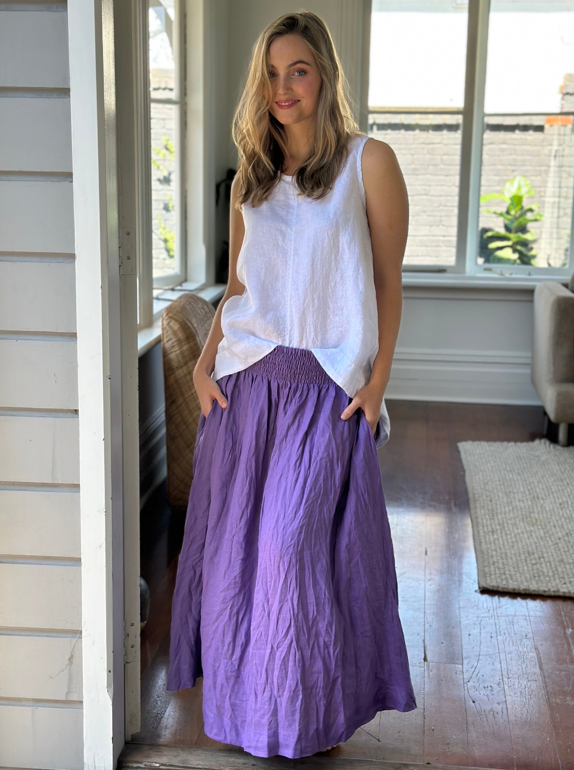 lulu skirt - orchid linen Apparel