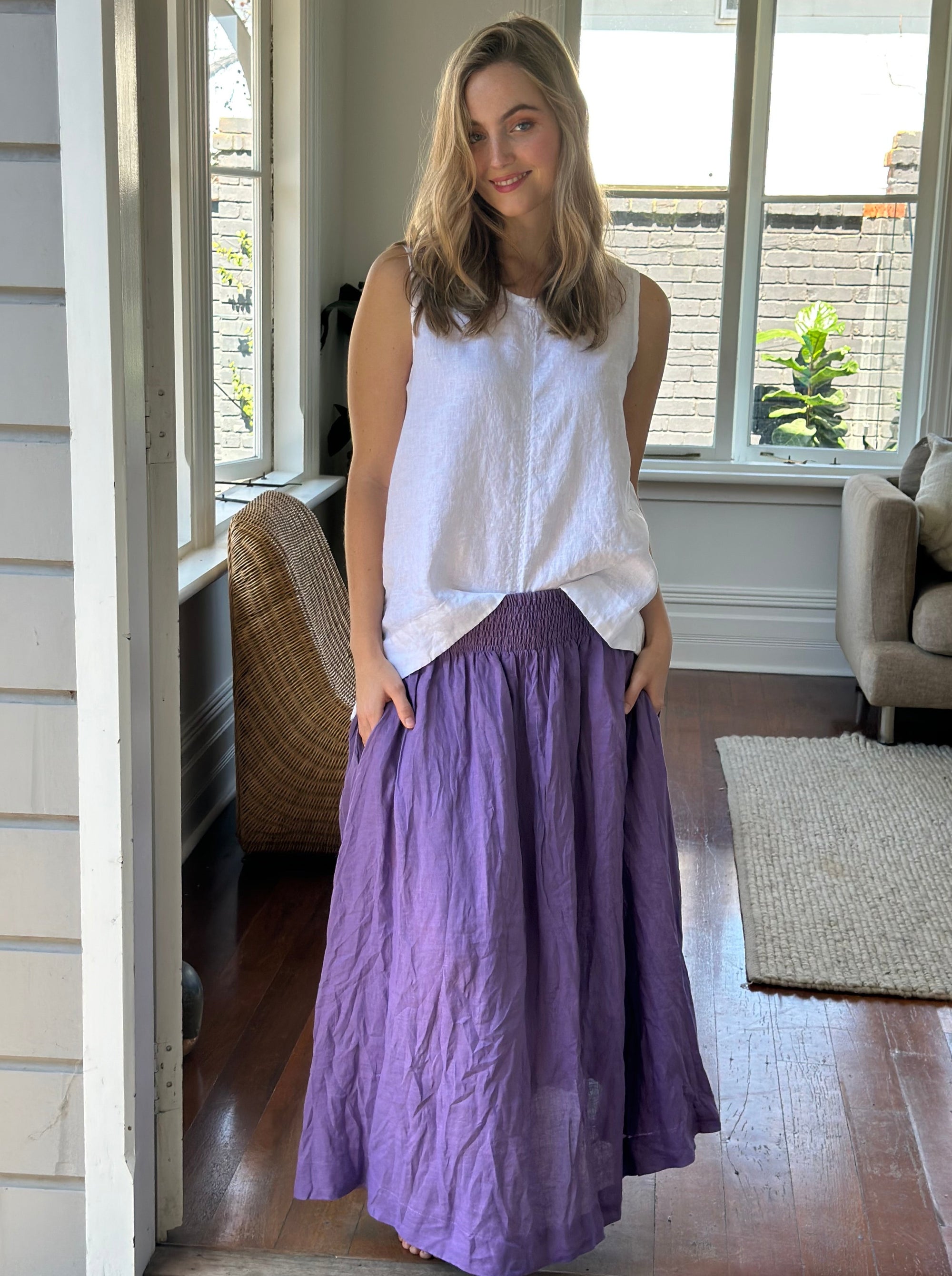 lulu skirt - orchid linen Apparel