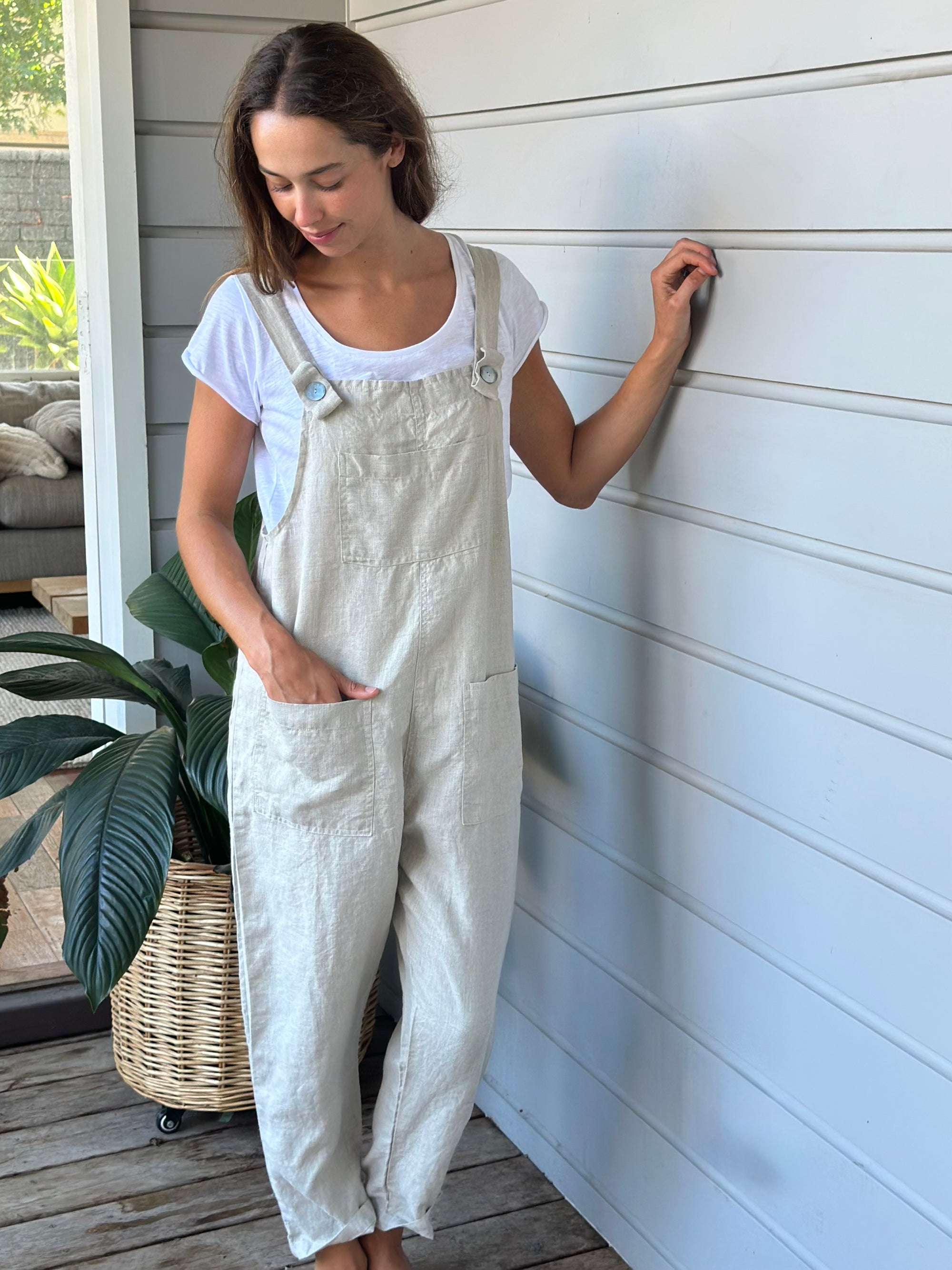 overalls - natural linen Apparel