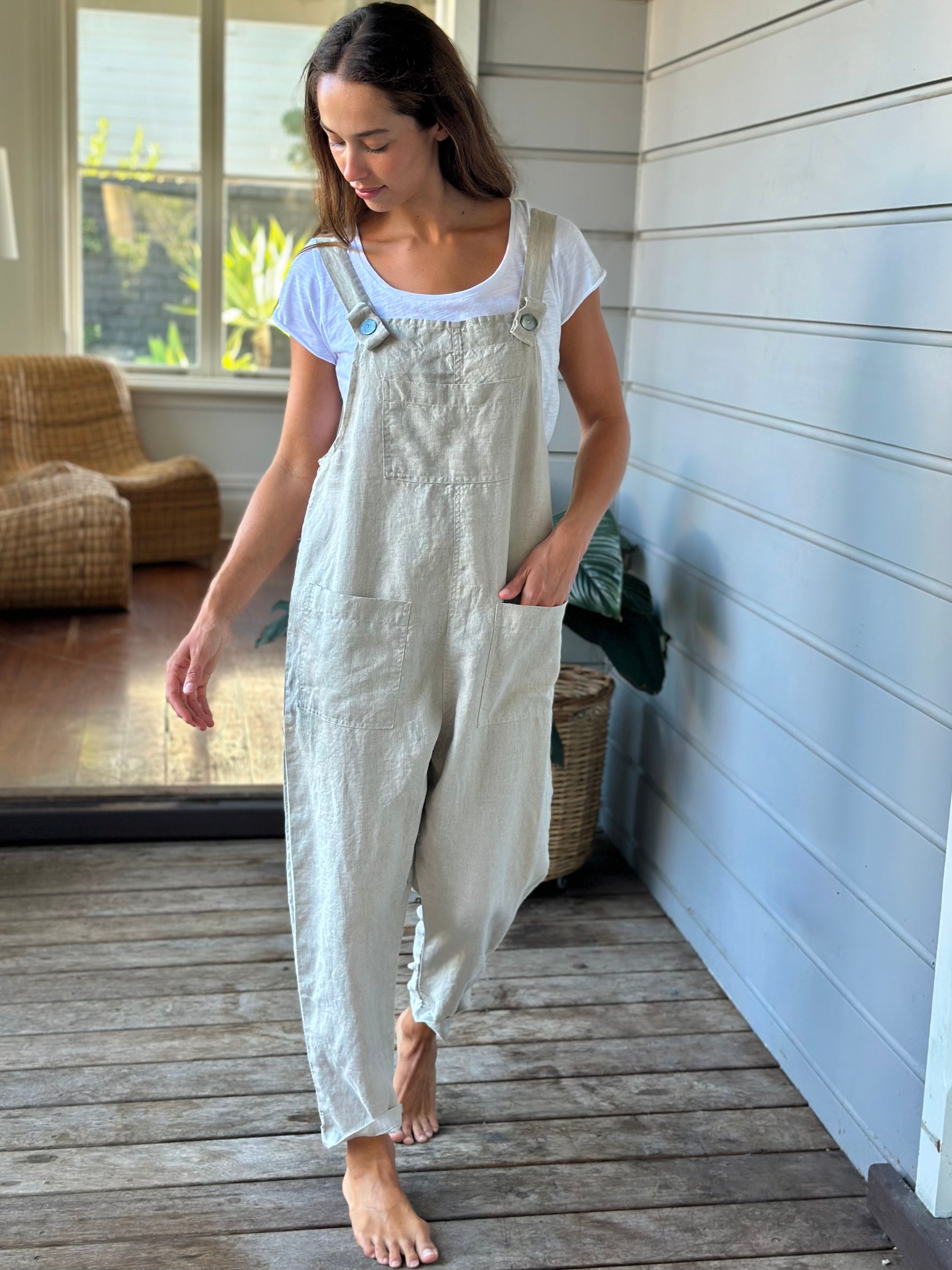 overalls - natural linen Apparel