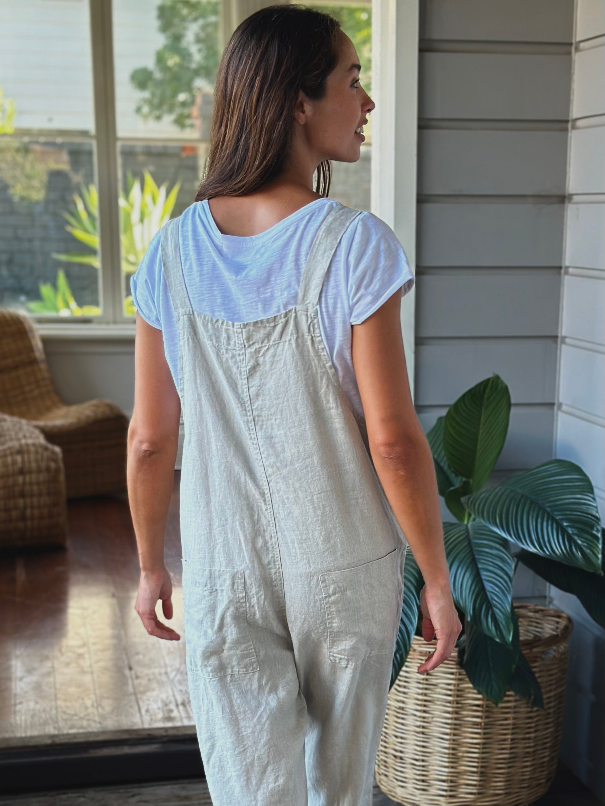 overalls - natural linen Apparel