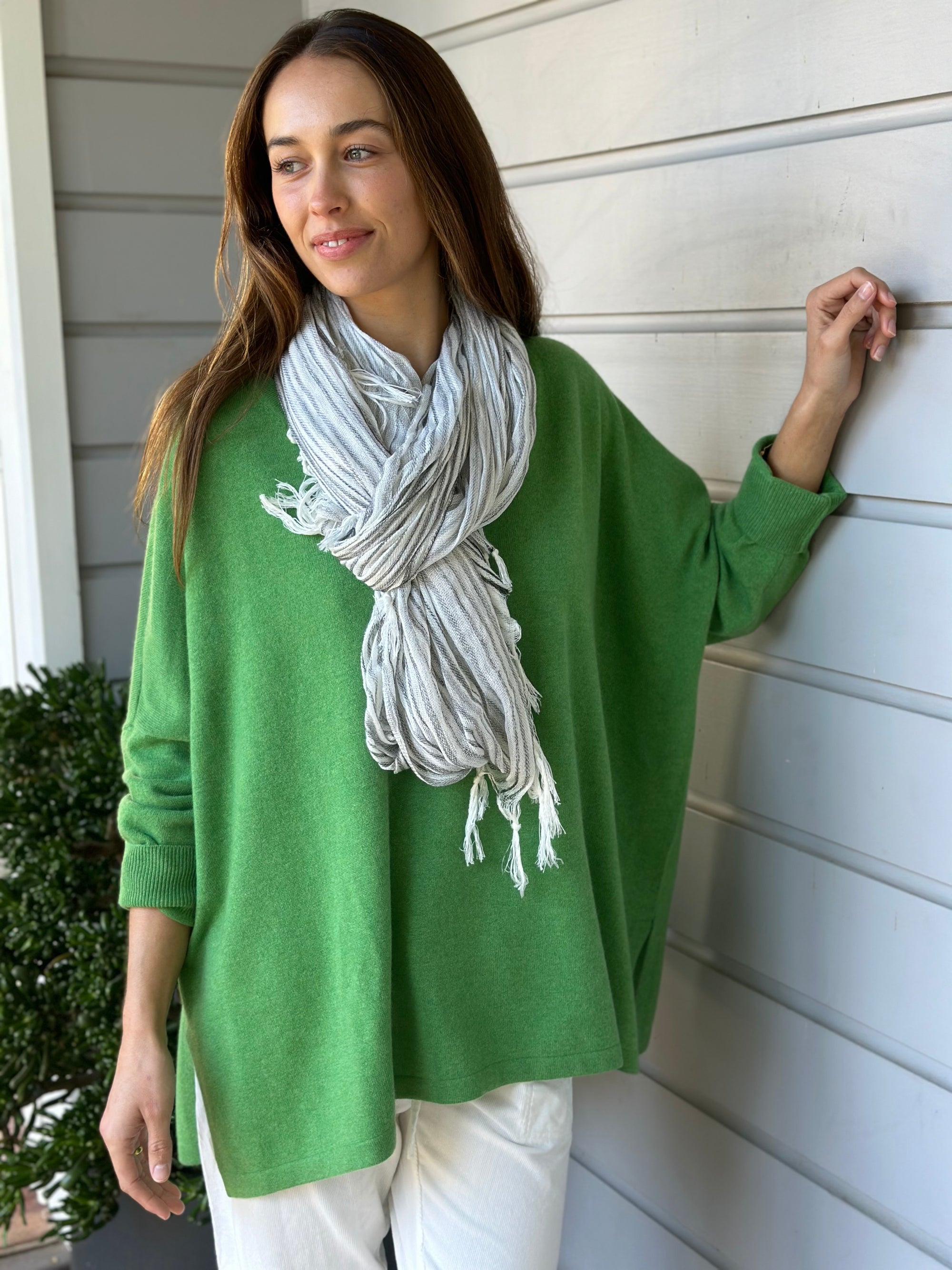 soft neck scarf-grey stripe Apparel