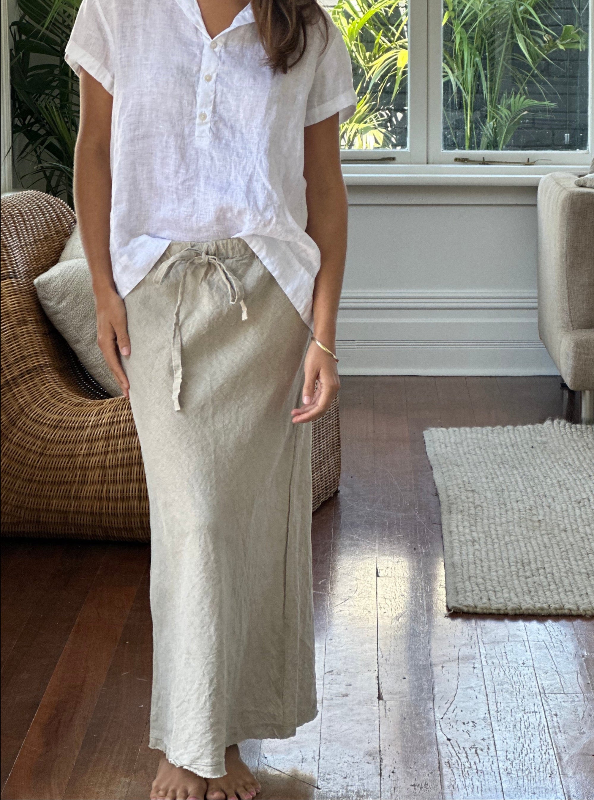 anthea skirt-natural linen Apparel