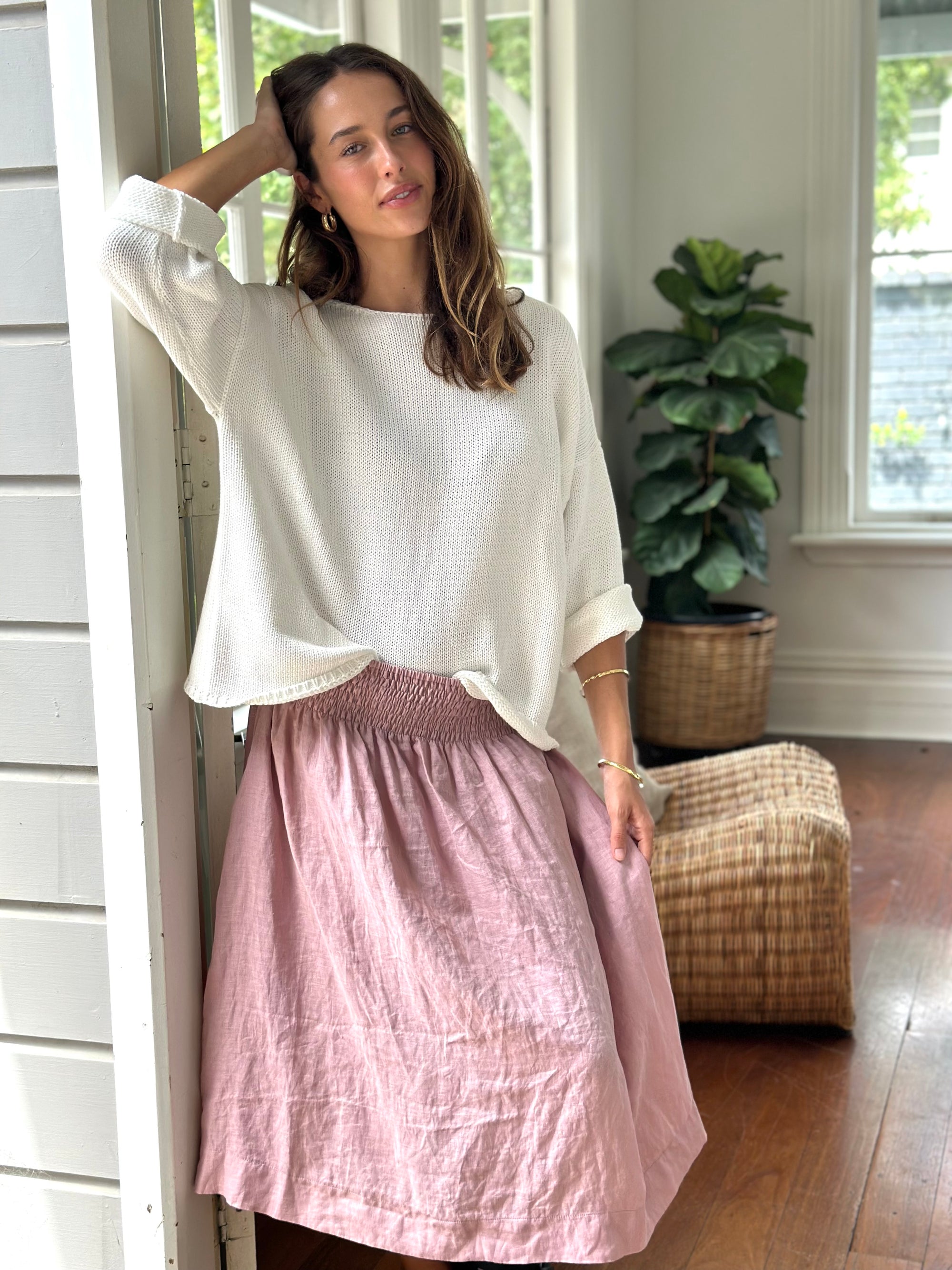 lola skirt - dusty rose linen Apparel