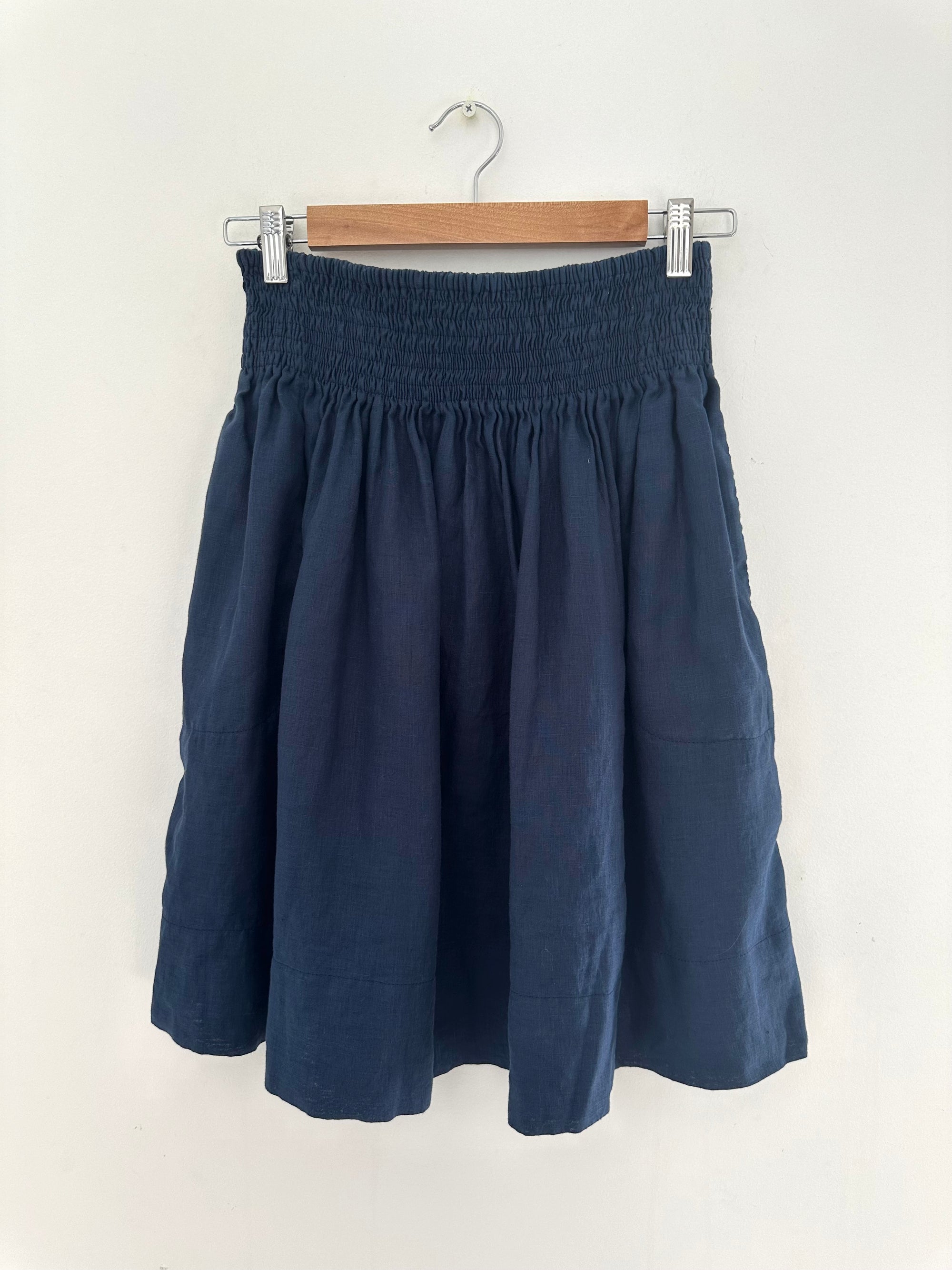 zoe skirt - navy linen Apparel