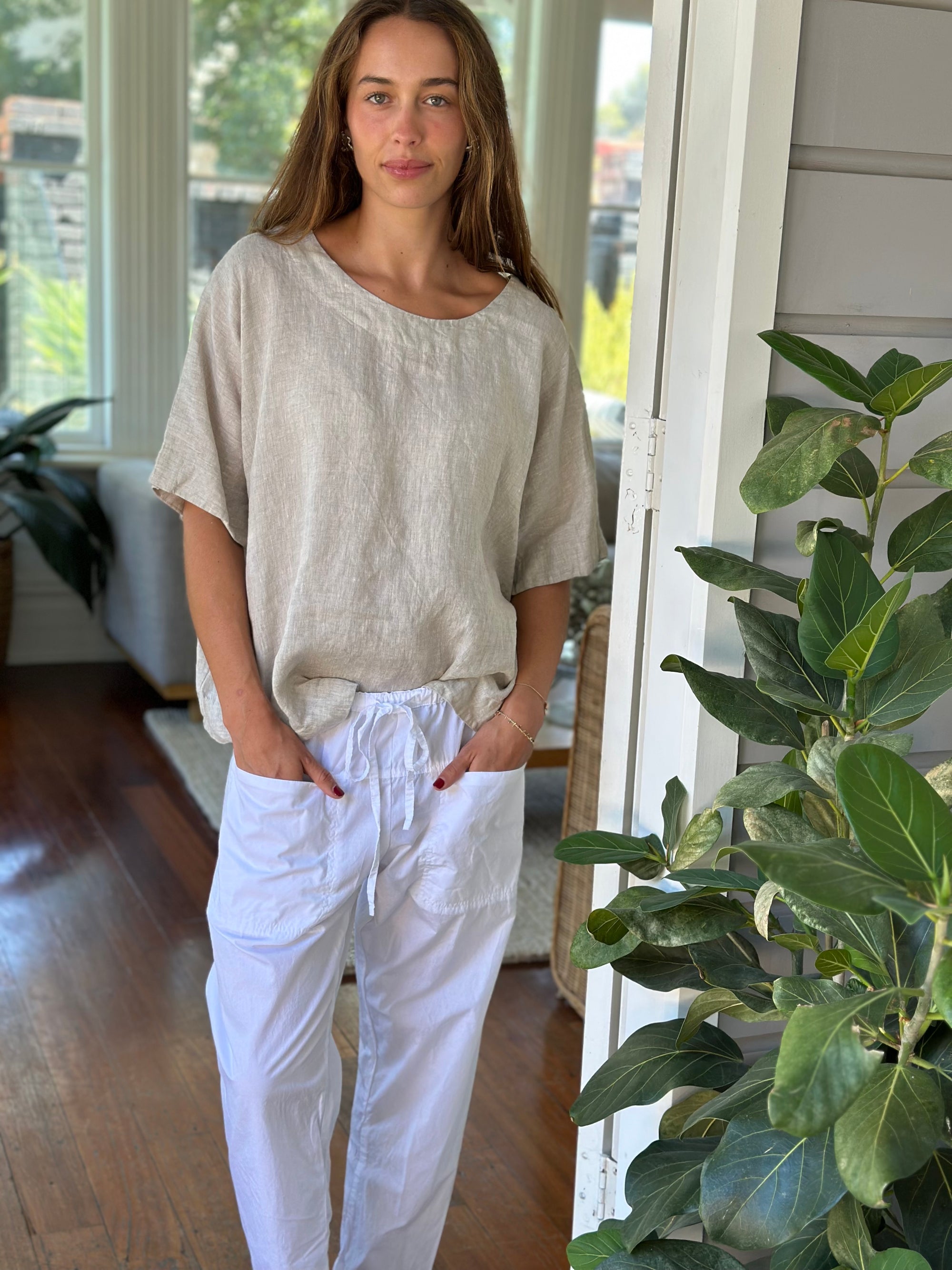 mia top - natural linen Apparel