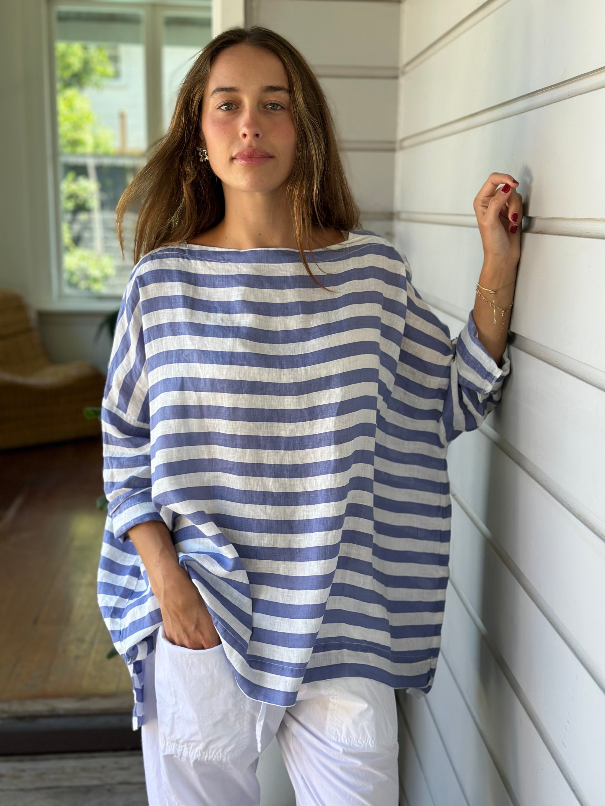 avril top - 2cm cornflower stripe Apparel