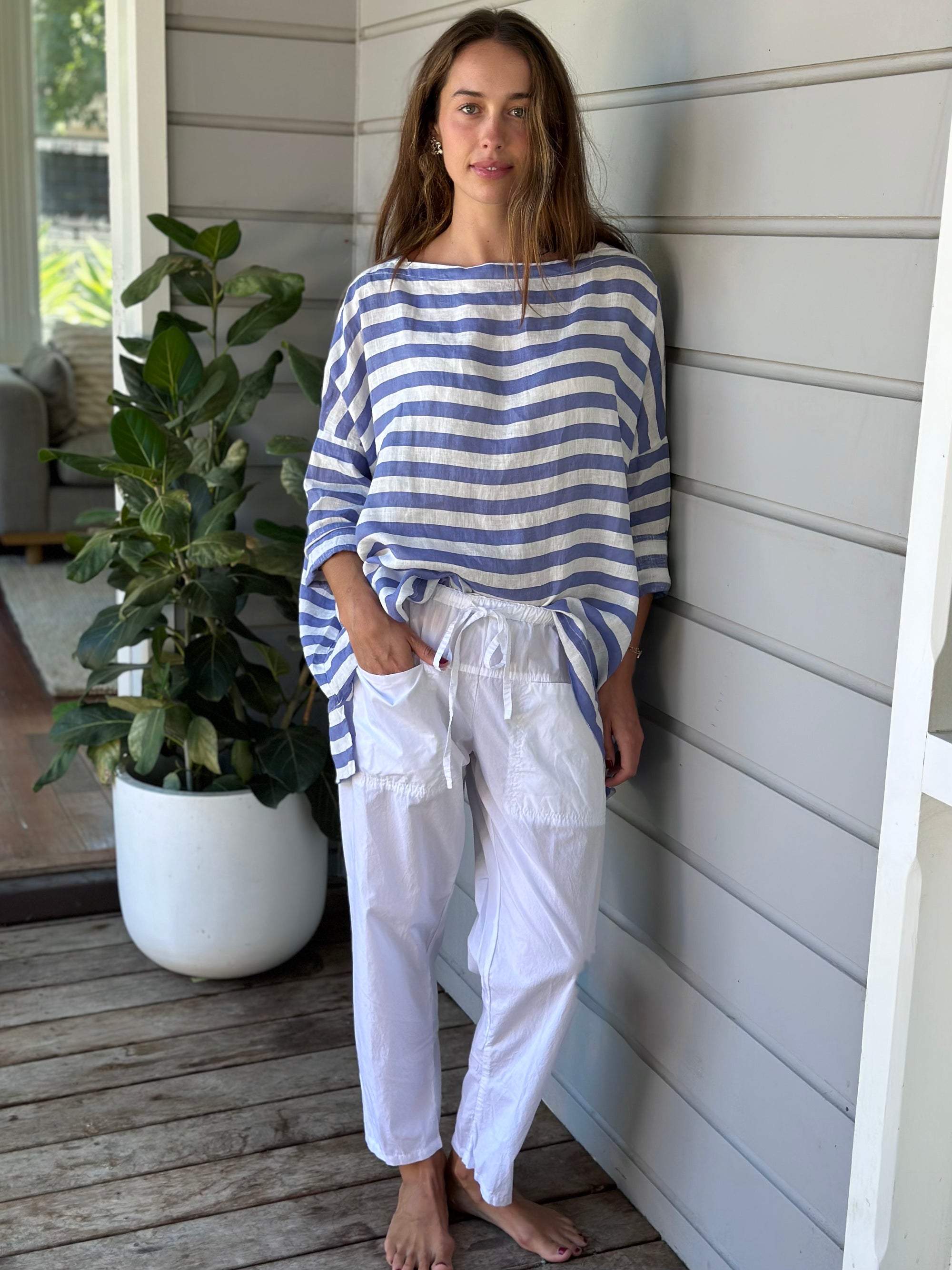 avril top - 2cm cornflower stripe Apparel