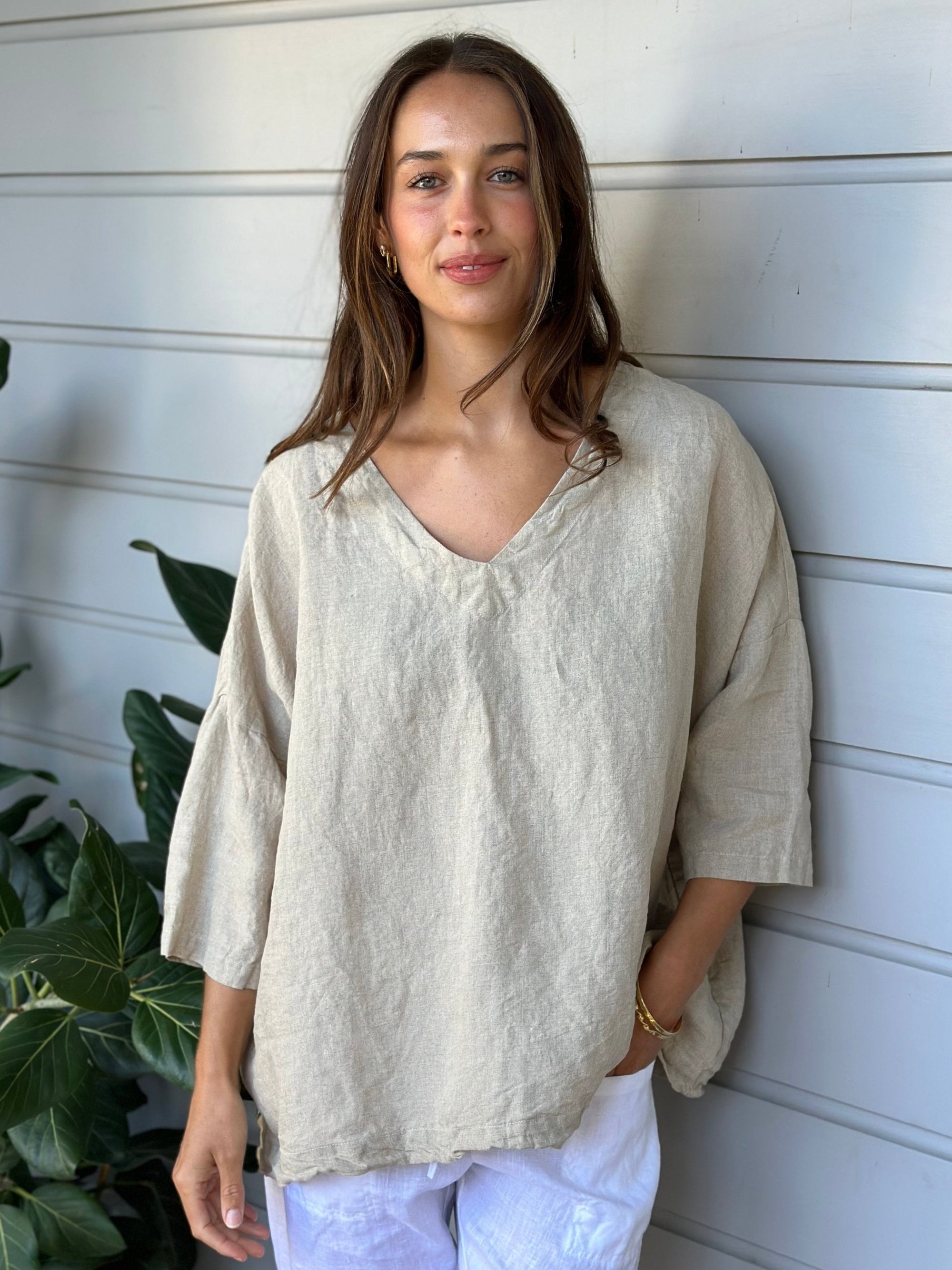 lydia top - natural linen Apparel