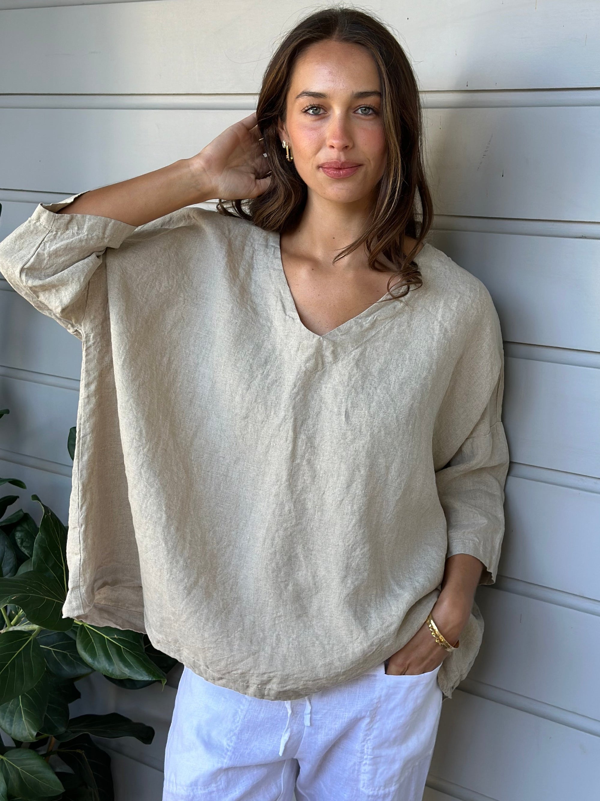 lydia top - natural linen Apparel