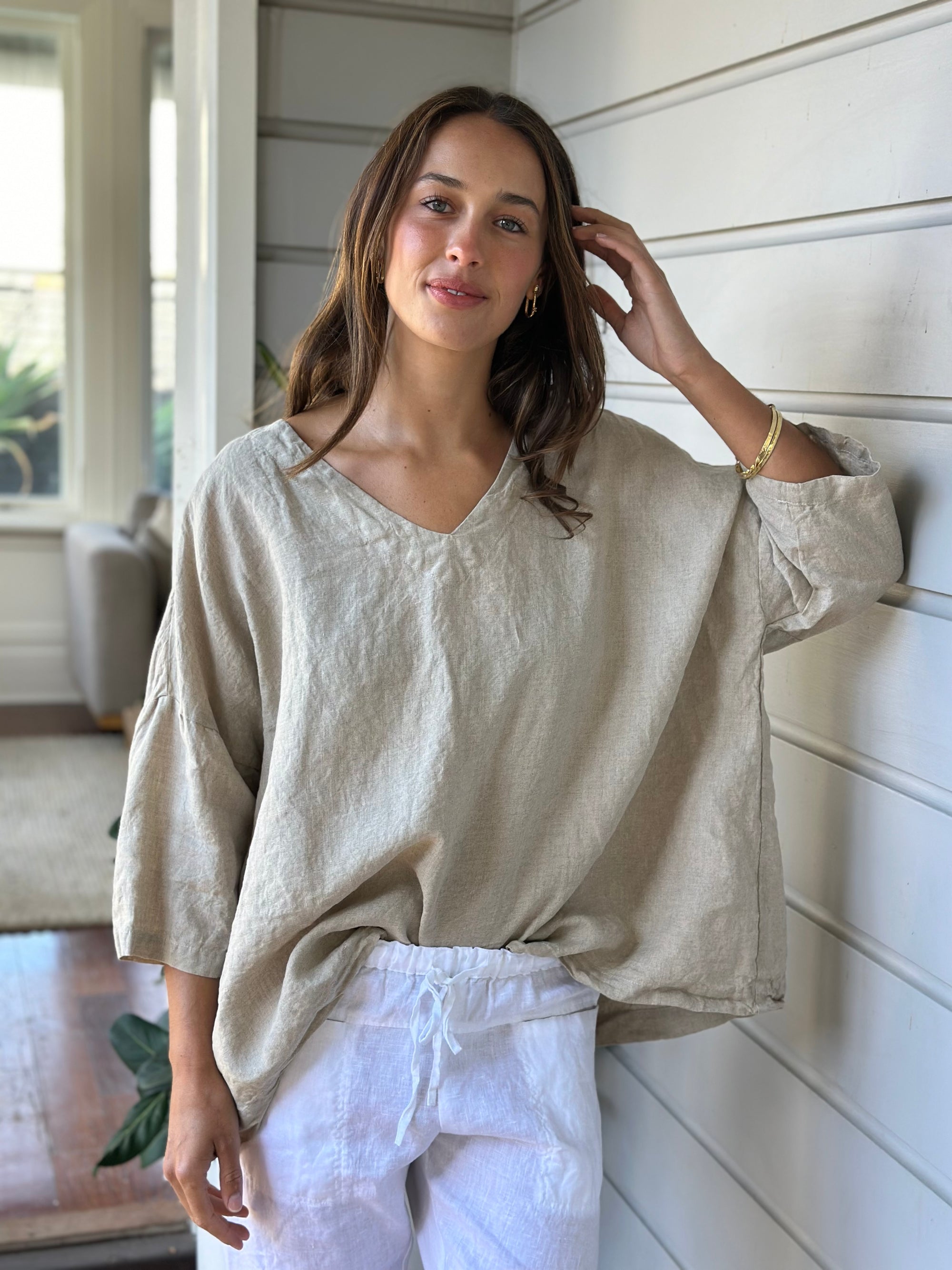 lydia top - natural linen Apparel