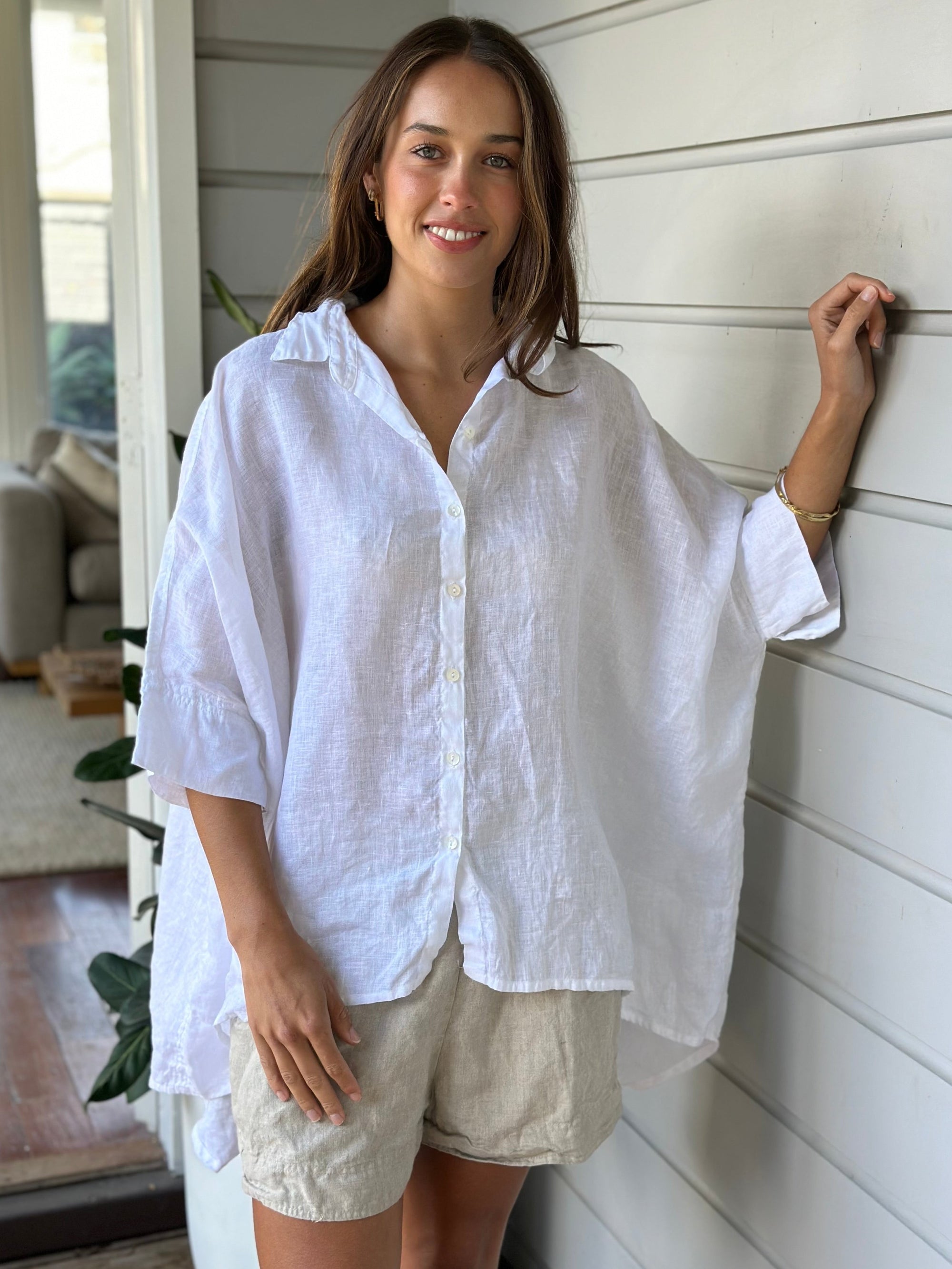 issey shirt - white linen Apparel
