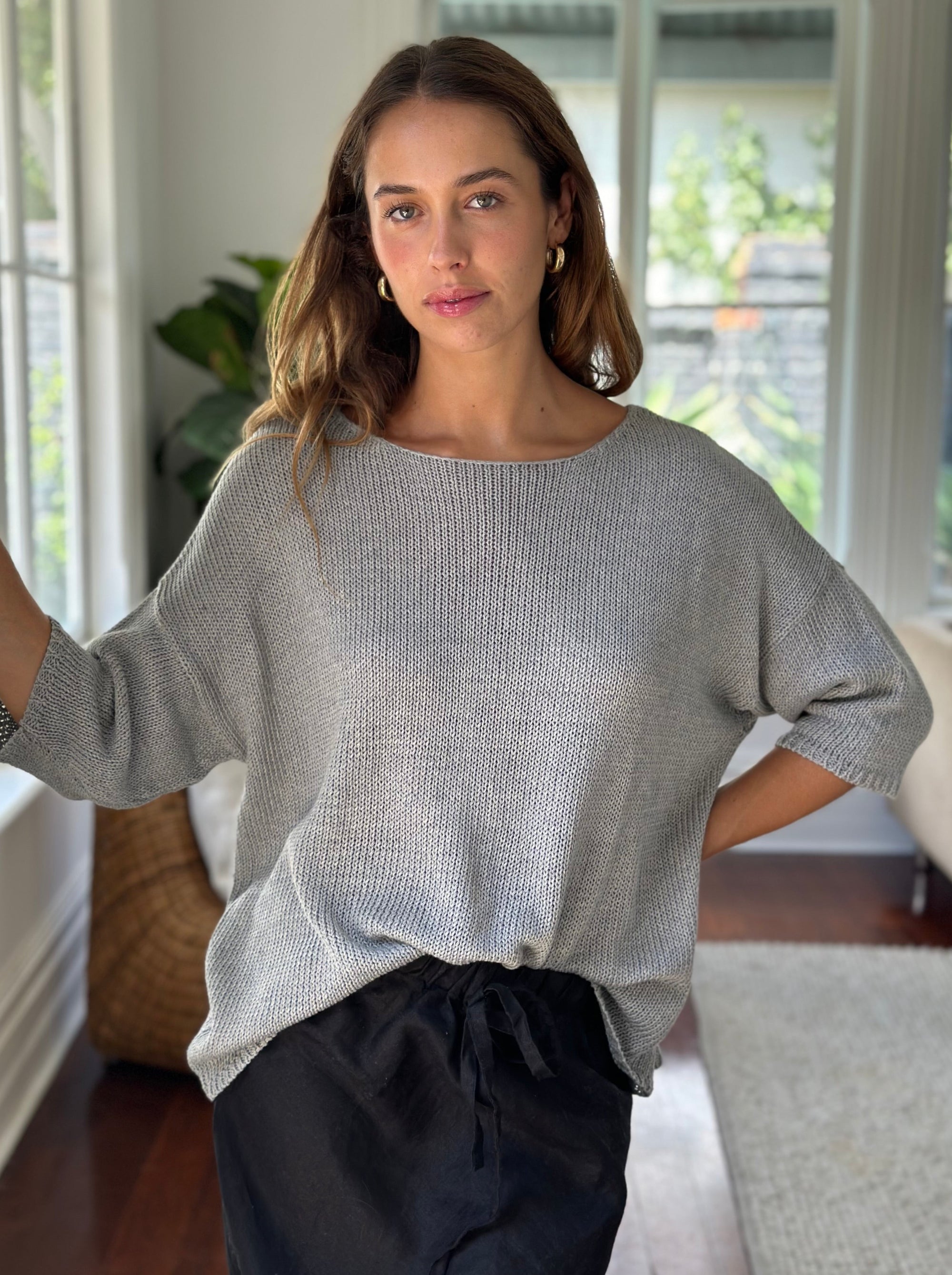 alex top - pebble cotton knit Apparel