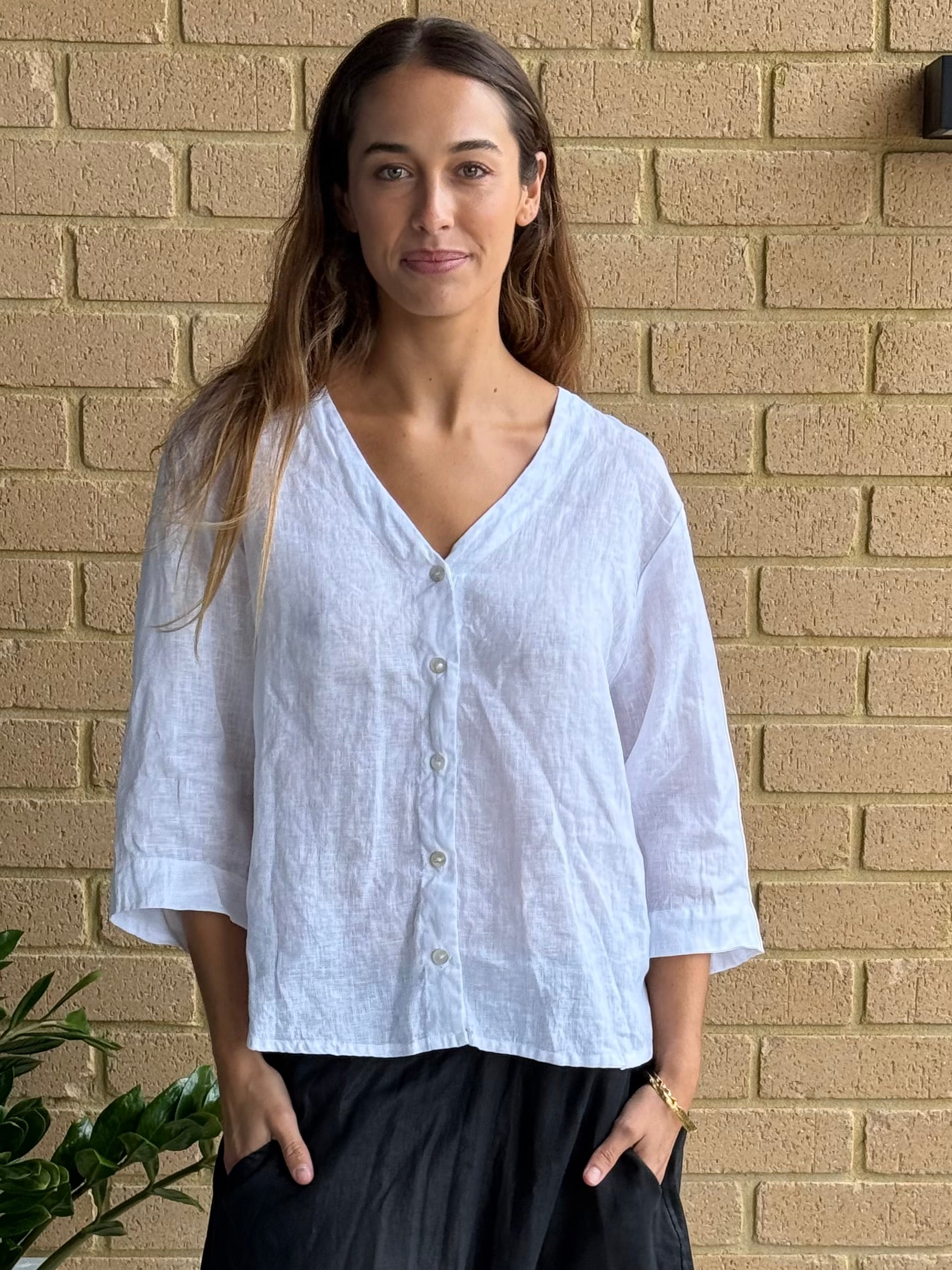 raine shirt - white linen Apparel