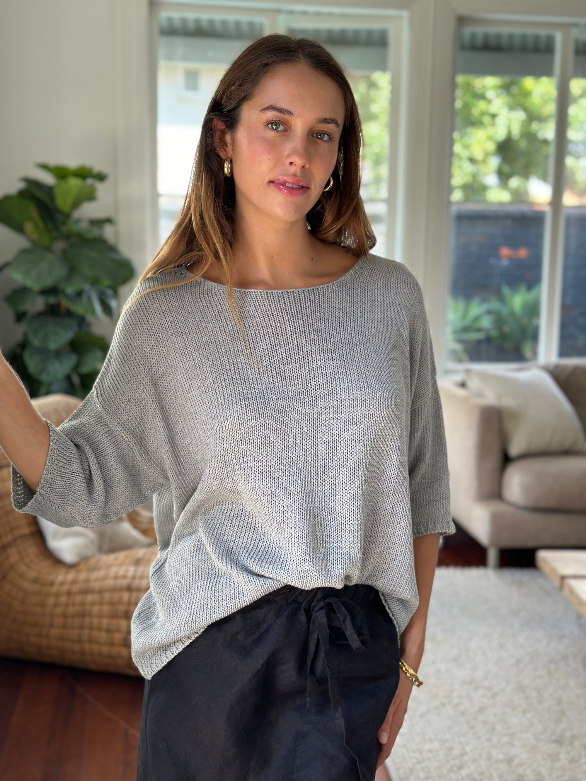 alex top - pebble cotton knit Apparel