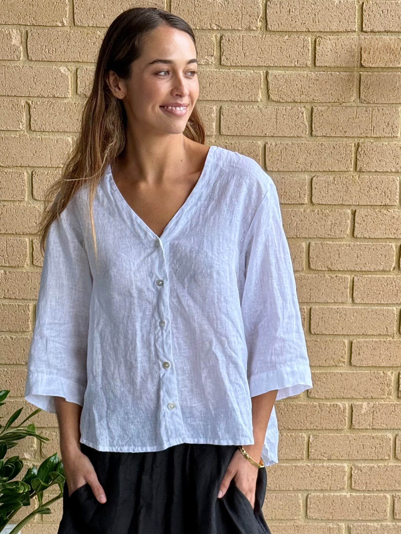 raine shirt - white linen Apparel