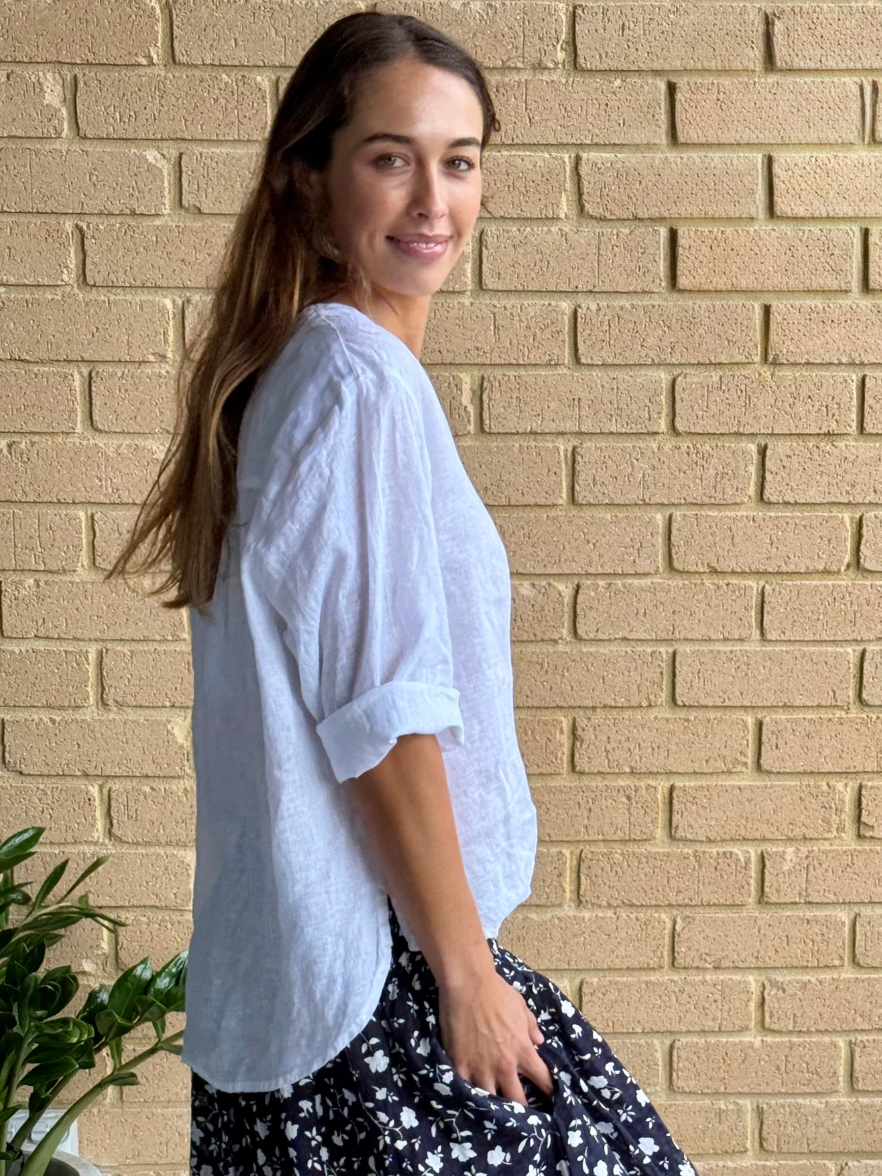 raine shirt - white linen Apparel