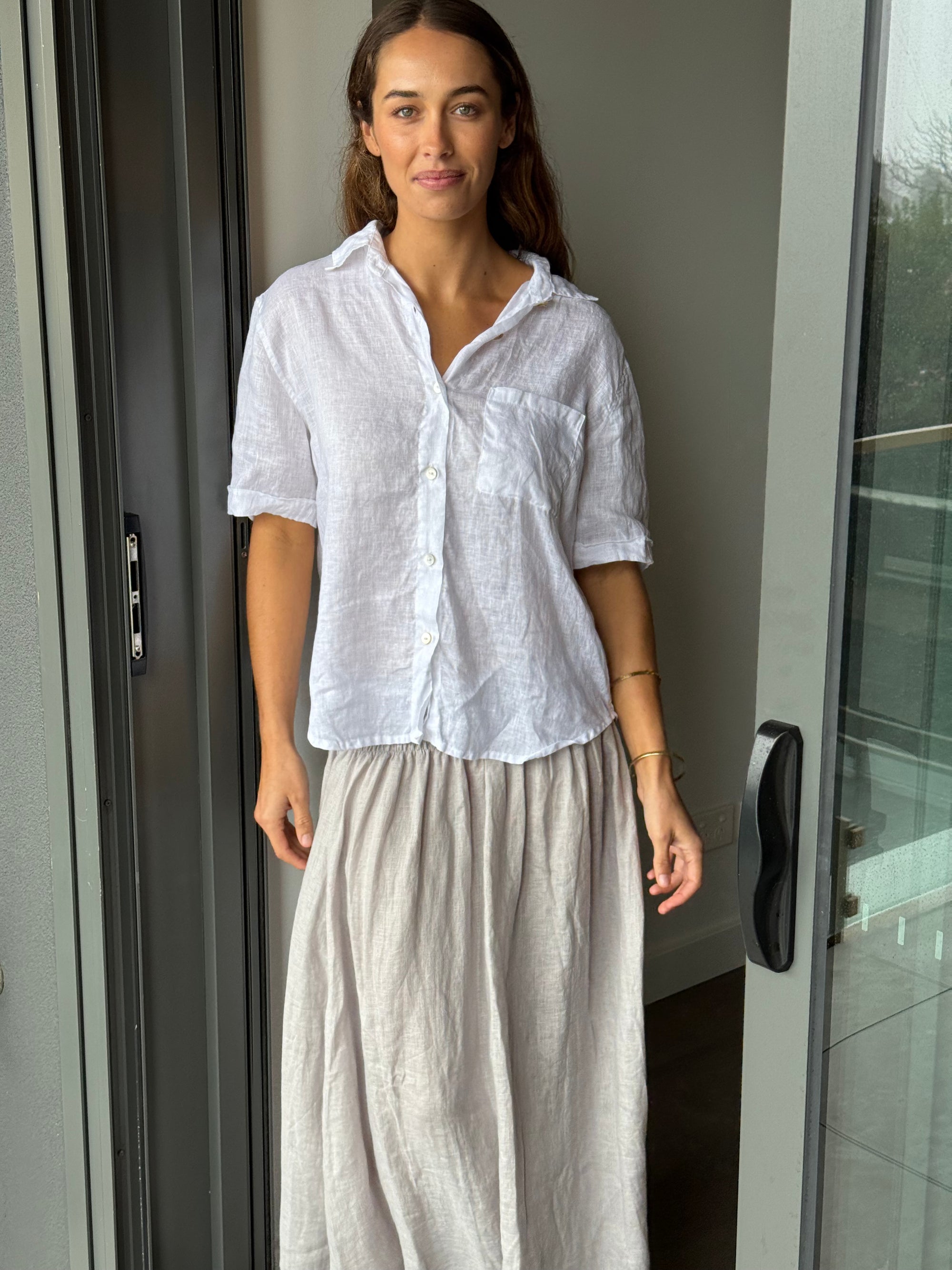 lulu skirt - pewter linen Apparel