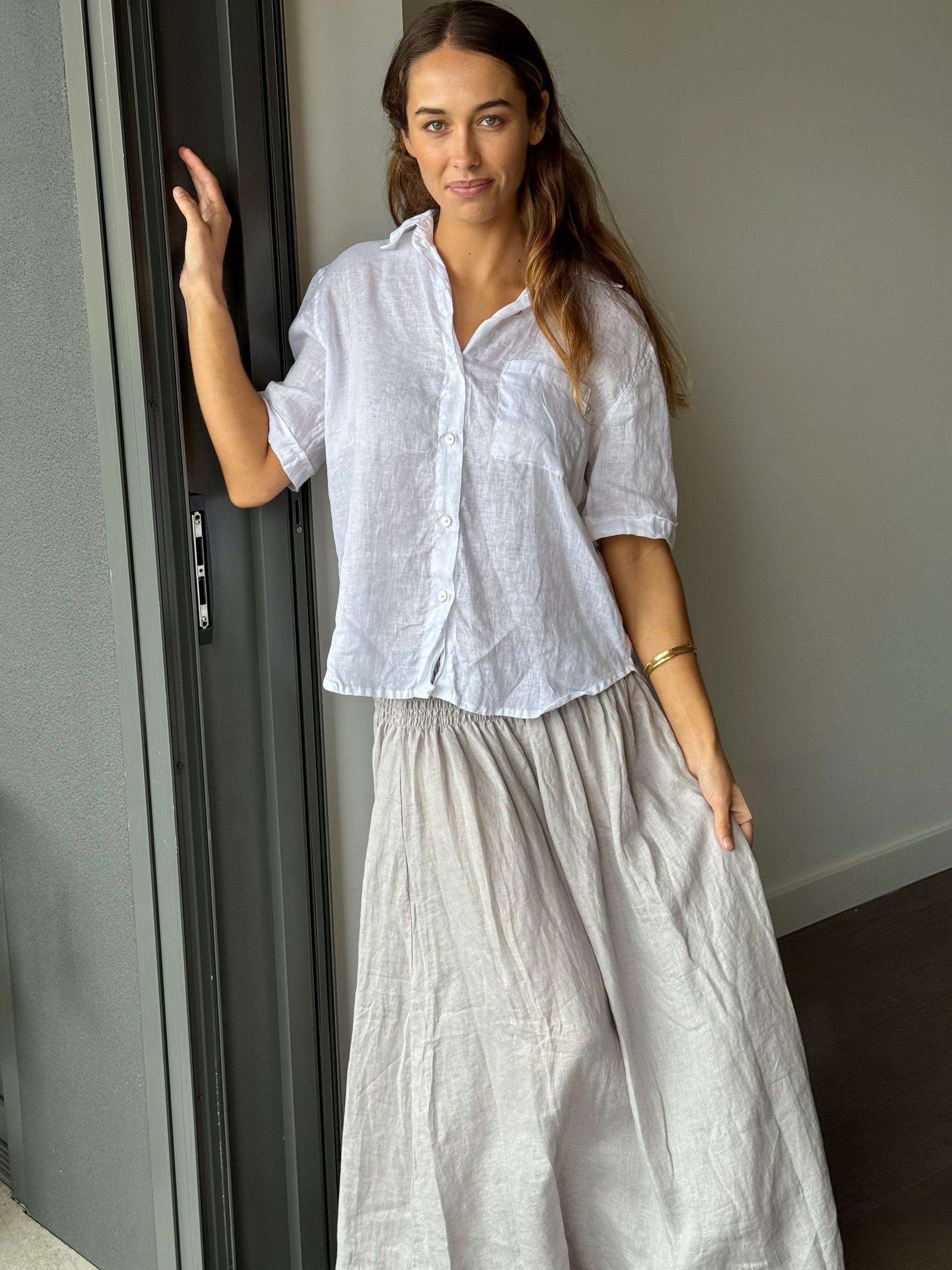 lulu skirt - pewter linen Apparel