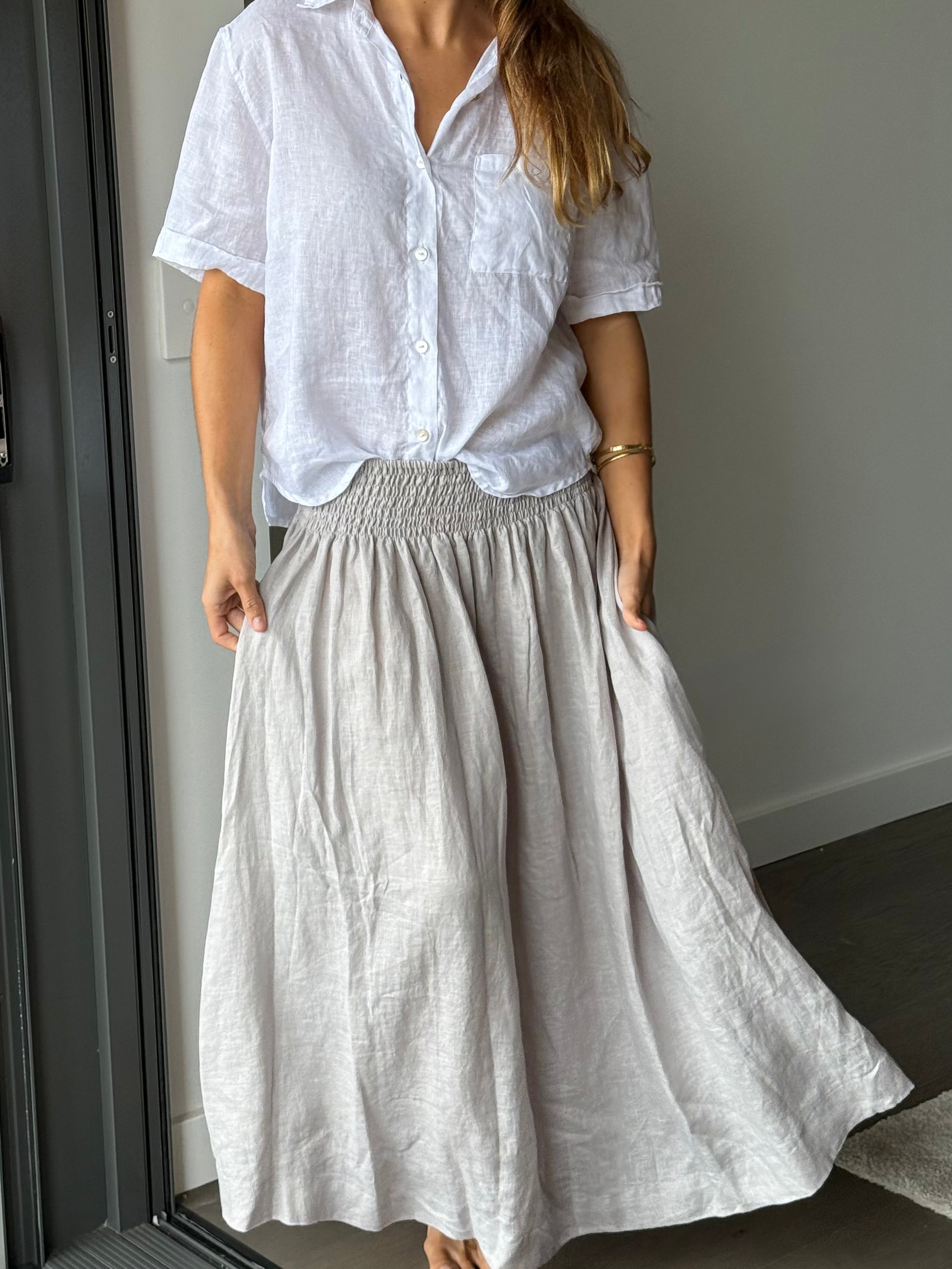 lulu skirt - pewter linen Apparel
