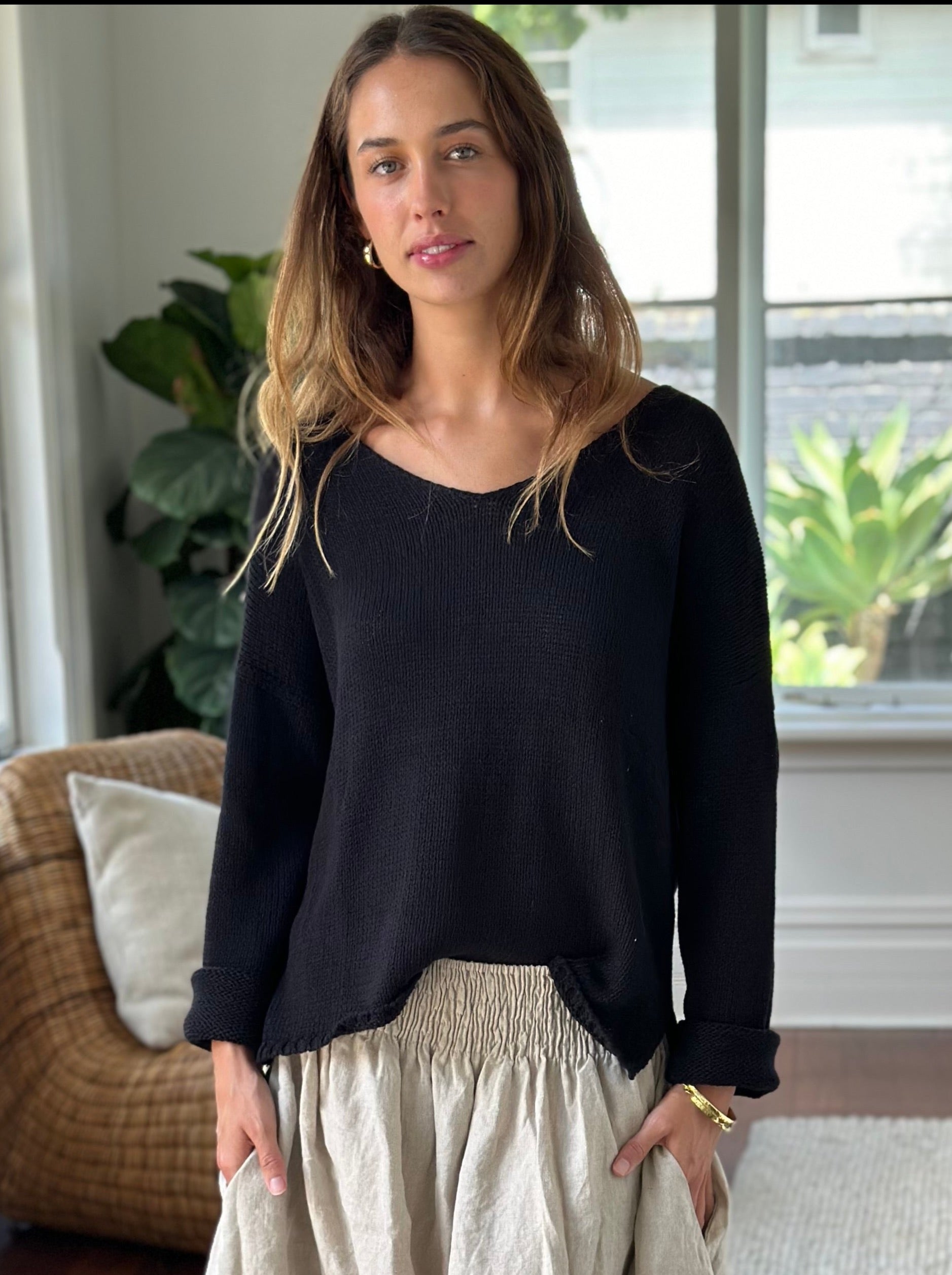 jamie cotton knit - black Apparel