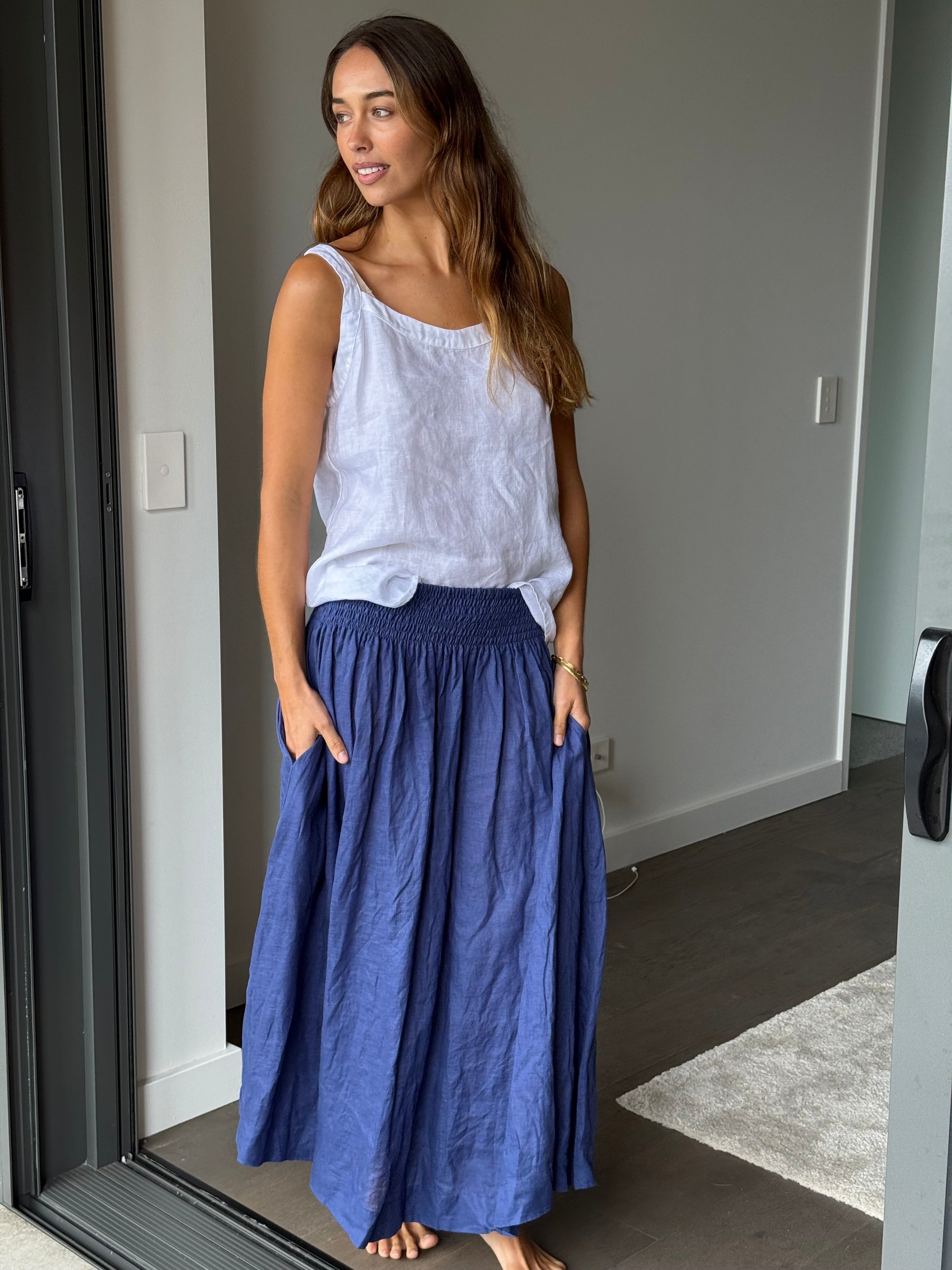 lulu skirt - blue dusk linen Apparel