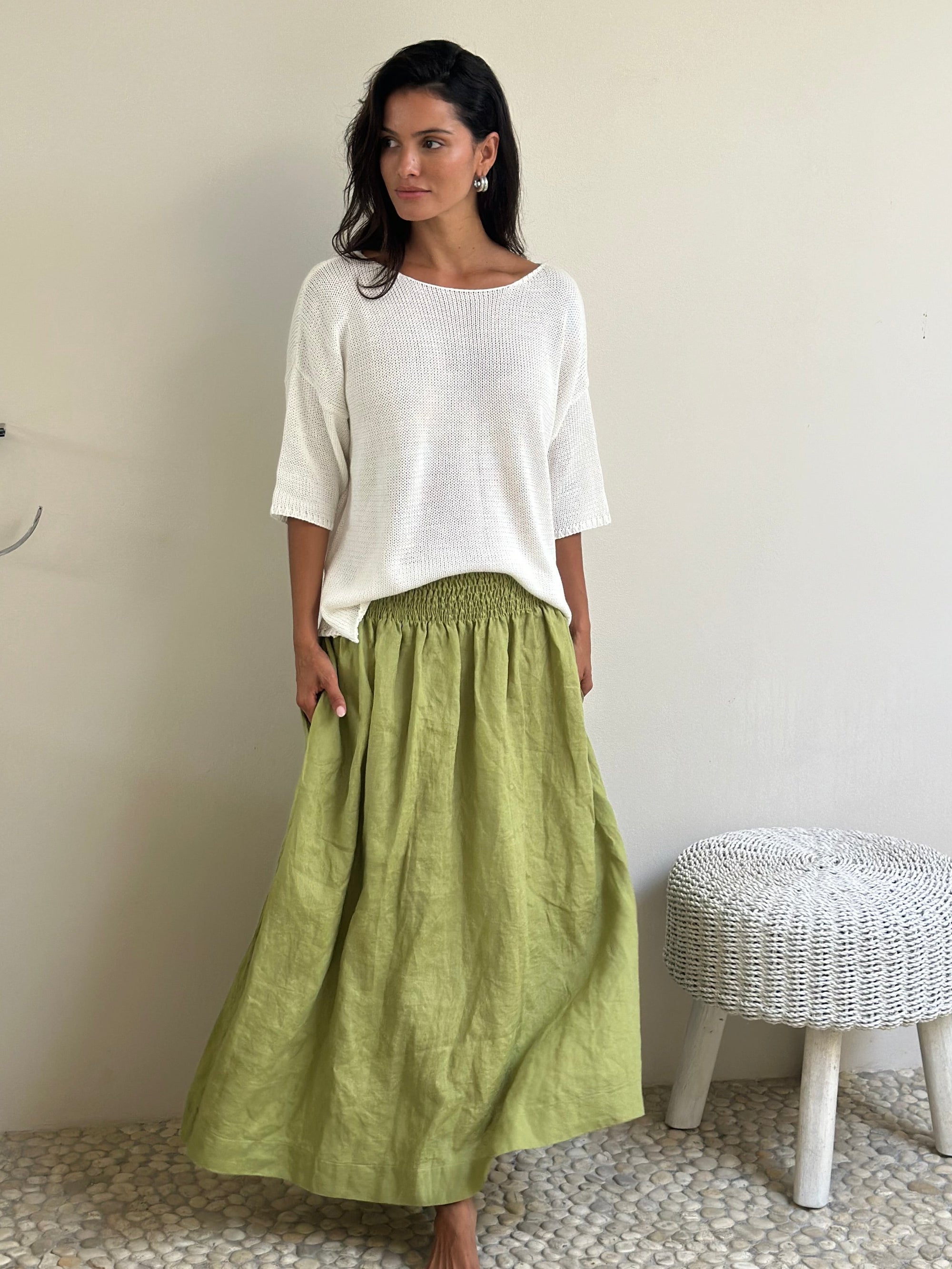 lulu skirt - avocado linen Apparel
