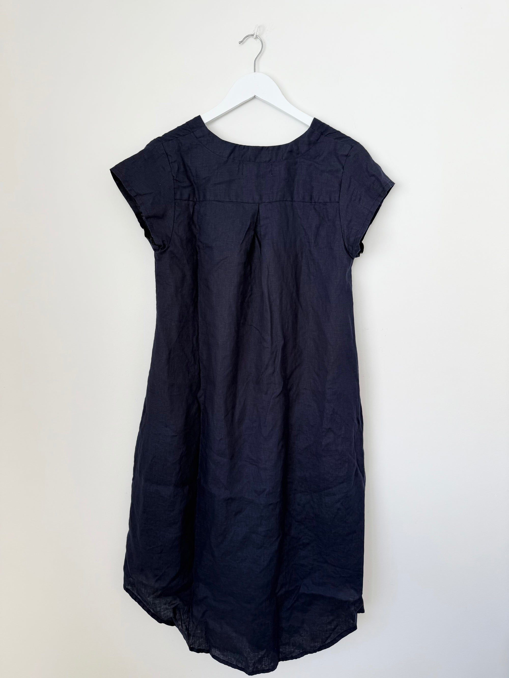 holly dress - navy linen Apparel