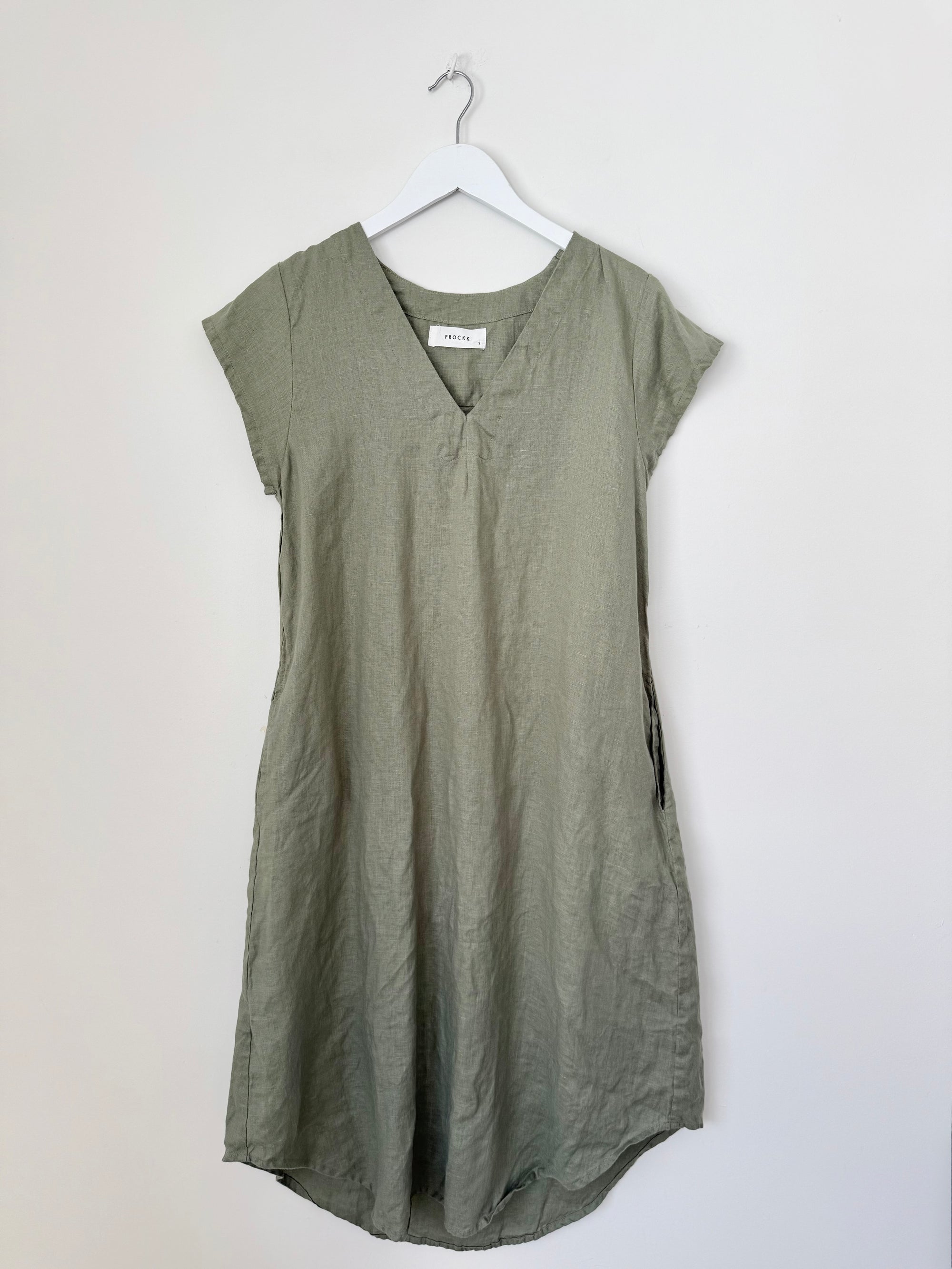 holly dress - sage linen Apparel
