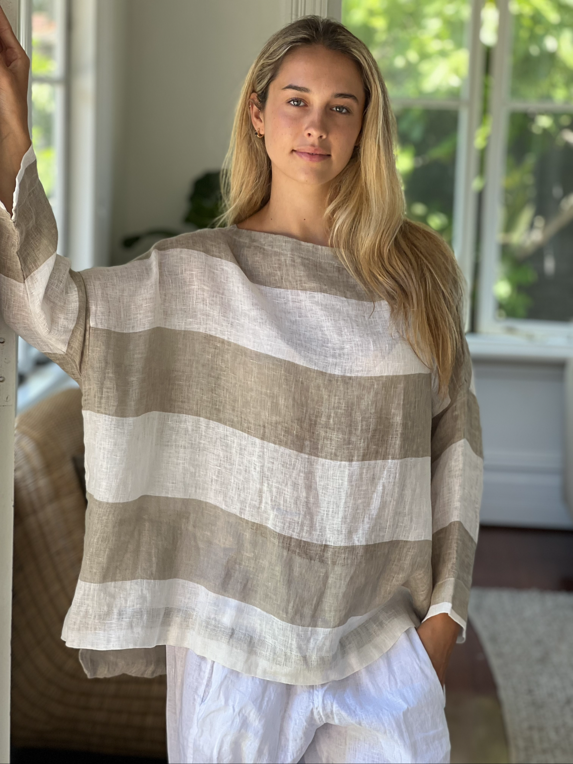 avril top - big natural stripe Apparel