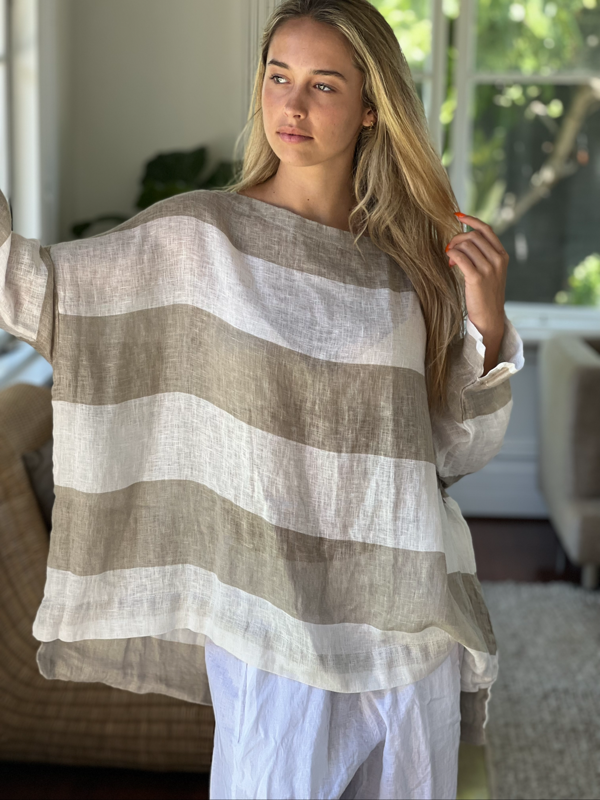 avril top - big natural stripe Apparel